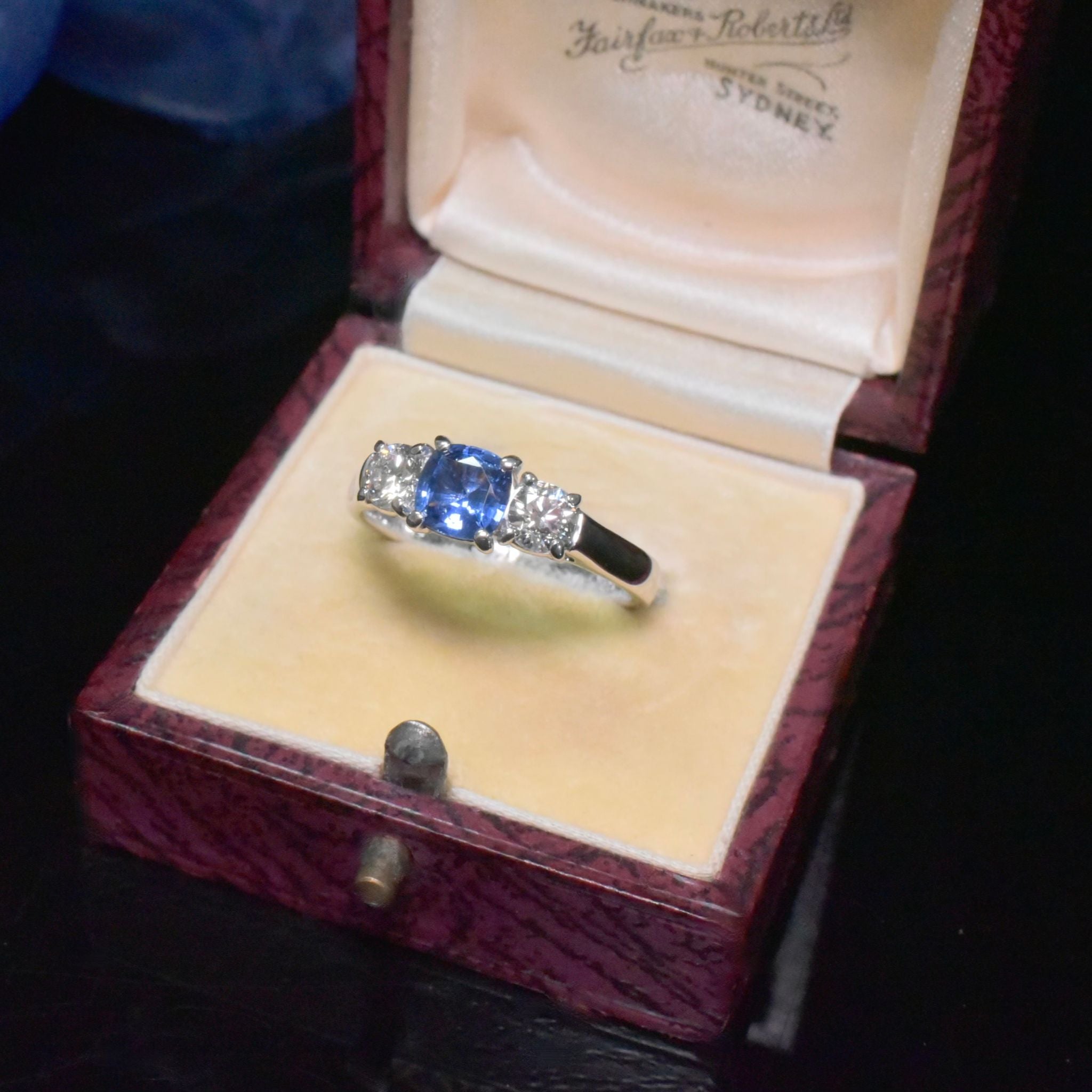 Superb Australian Designer 18ct White Gold, Platinum, Palladium Ceylon Sapphire Diamond Ring Included In Purchase NCJV Valuation For $9,200 AUD