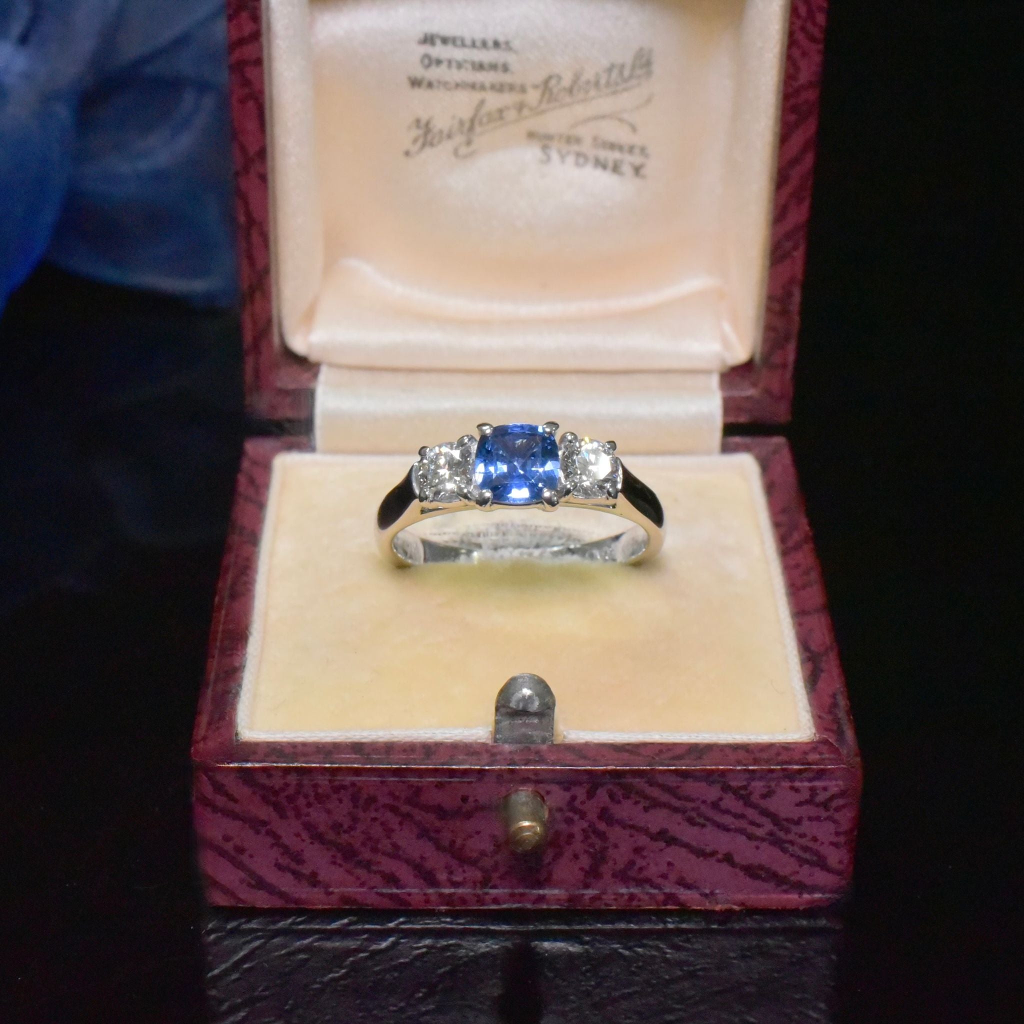 Superb Australian Designer 18ct White Gold, Platinum, Palladium Ceylon Sapphire Diamond Ring Included In Purchase NCJV Valuation For $9,200 AUD
