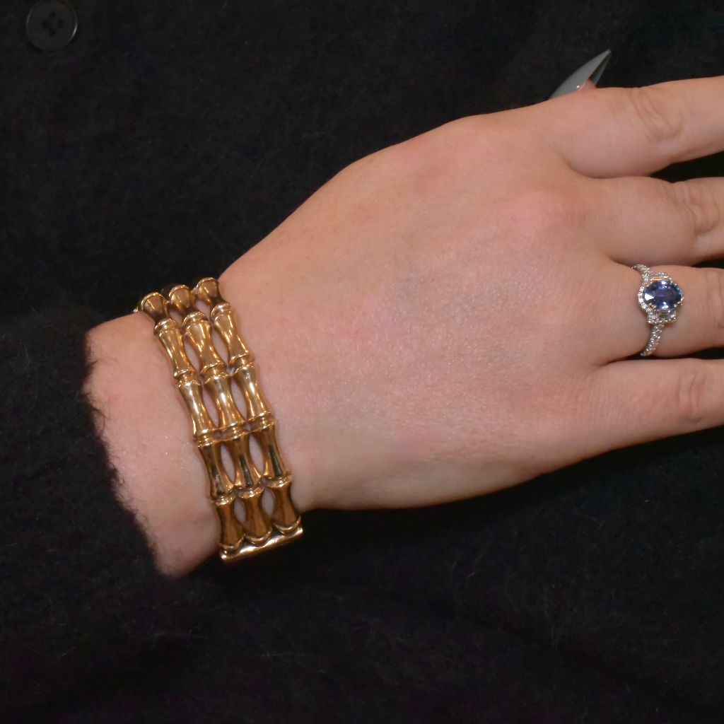 Antique 9ct Yellow Gold Triple Bamboo Bangle Circa 1910-15