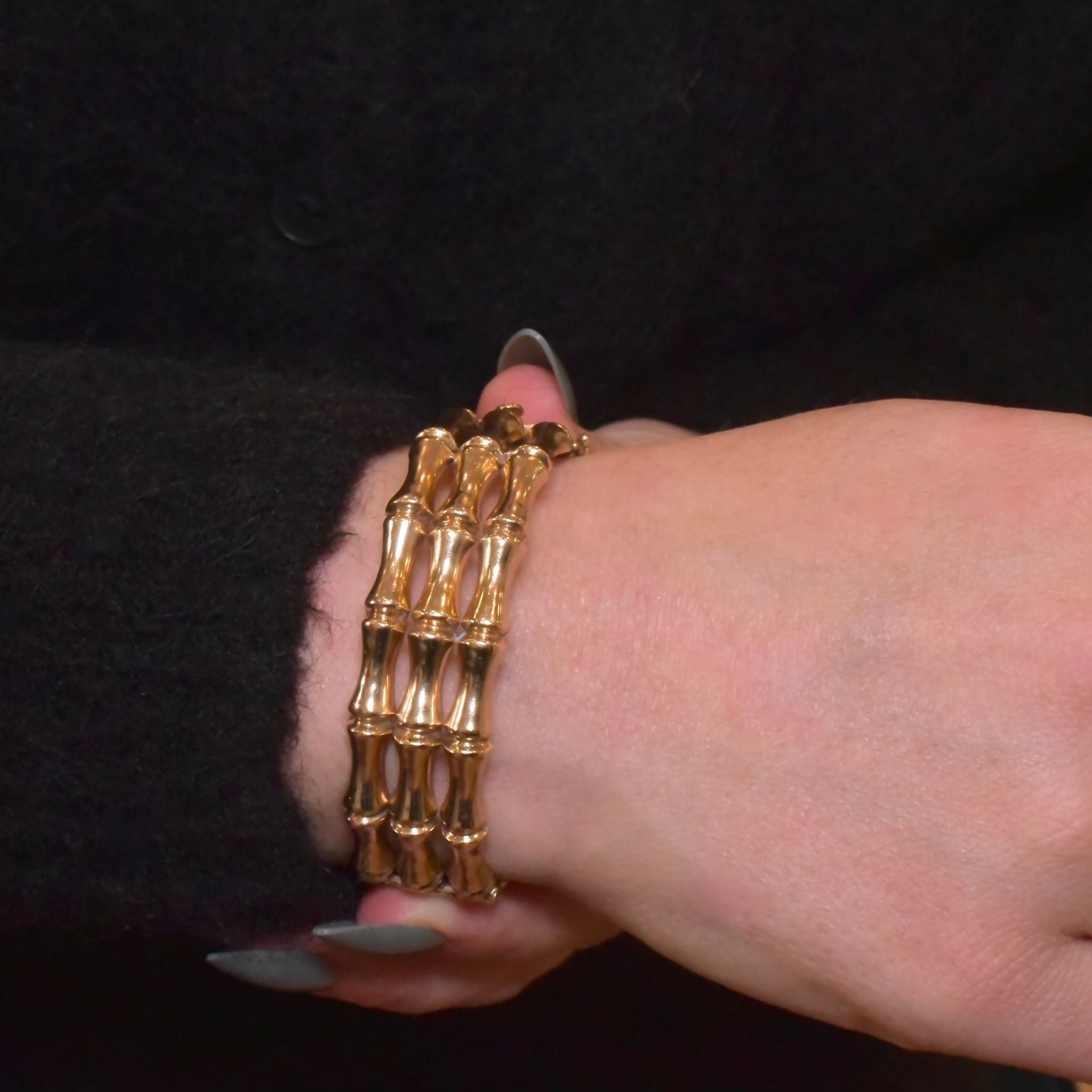 Antique 9ct Yellow Gold Triple Bamboo Bangle Circa 1910-15