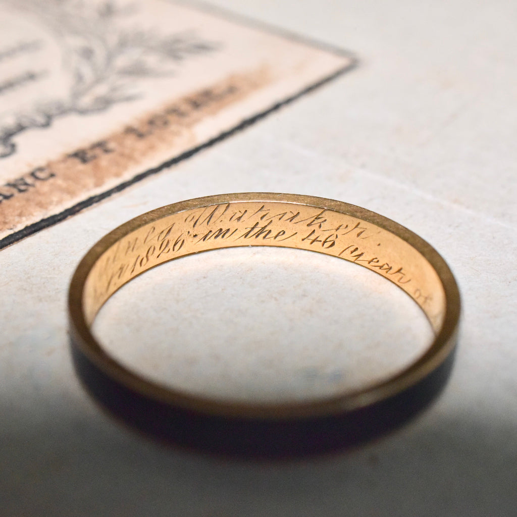 Antique Georgian 18ct Gold Enamel Mourning Ring - London 1826