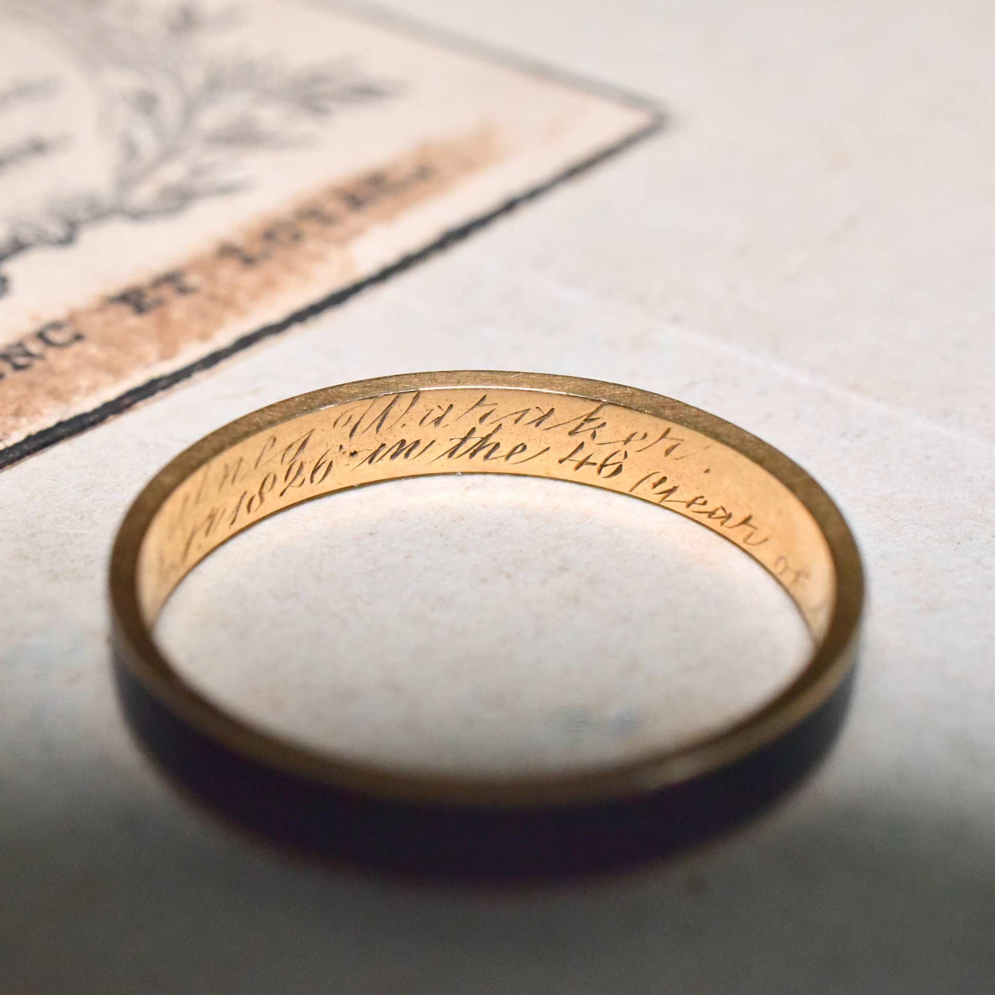 Antique Georgian 18ct Gold Enamel Mourning Ring - London 1826