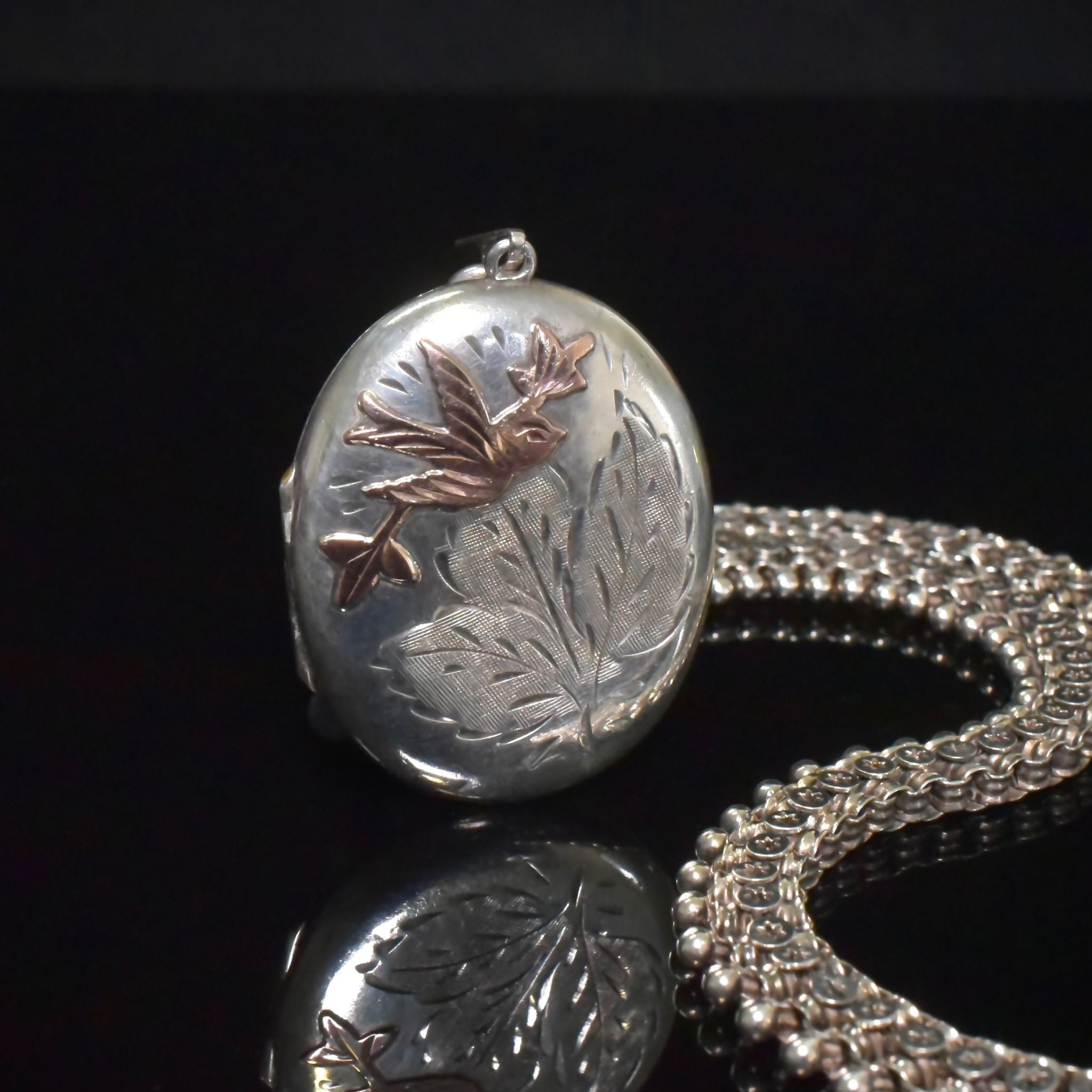Antique Sterling Silver Bookchain And Antique ‘Style’ Sterling Silver Locket (Birmingham 1976)