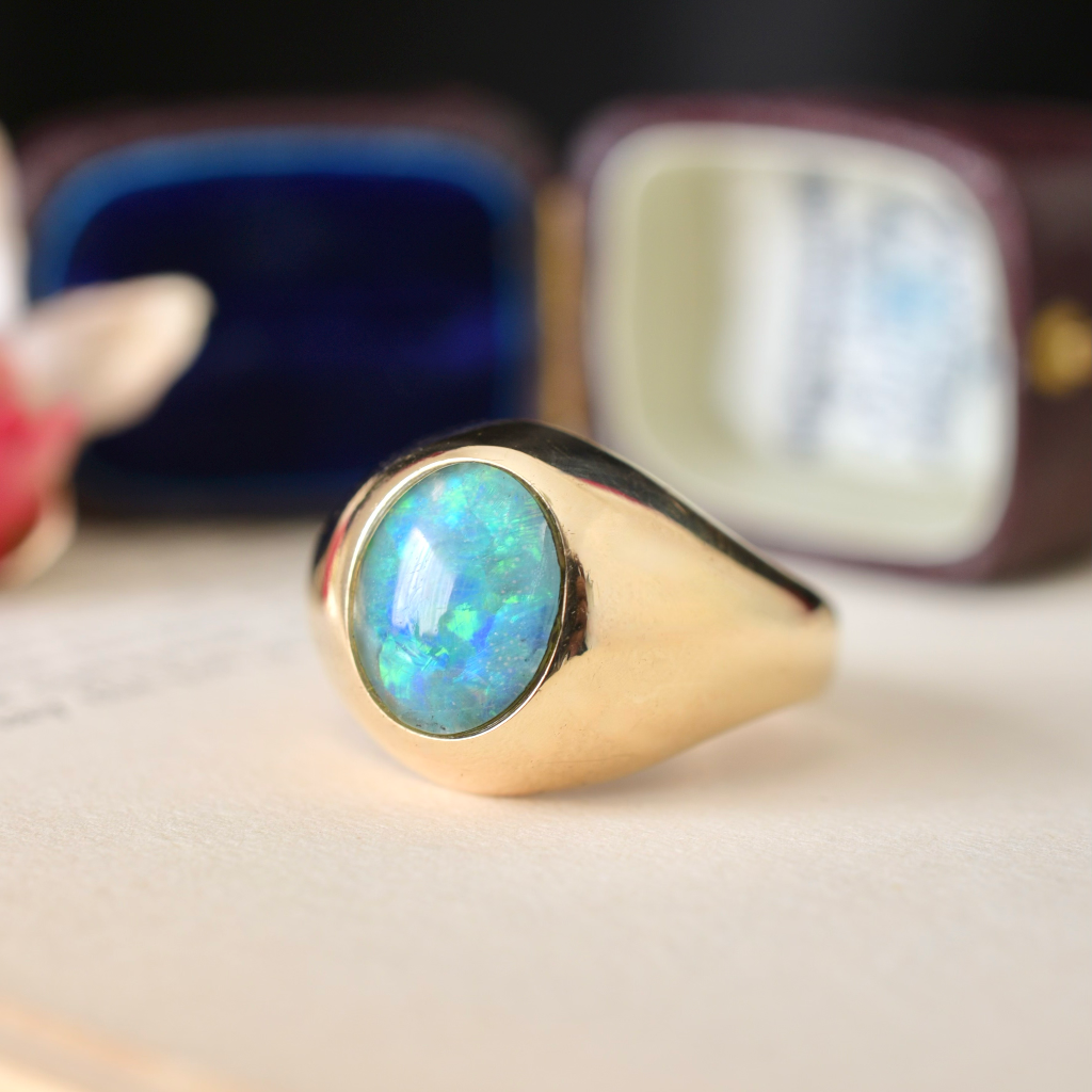 Vintage 9ct Rose Gold Opal Triplet Ring Circa 1950-70
