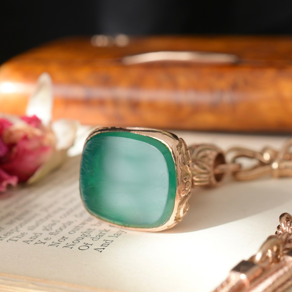 Contemporary Large 9ct Rose Gold And Chalcedony Fob Charm