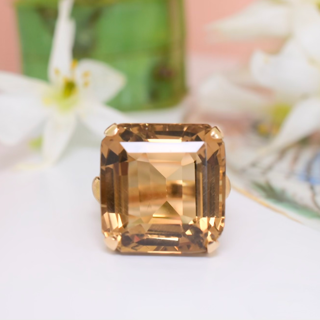 Vintage Retro 18ct Yellow Gold Citrine Ring Independent Valuation Included For $4150.00 AUD