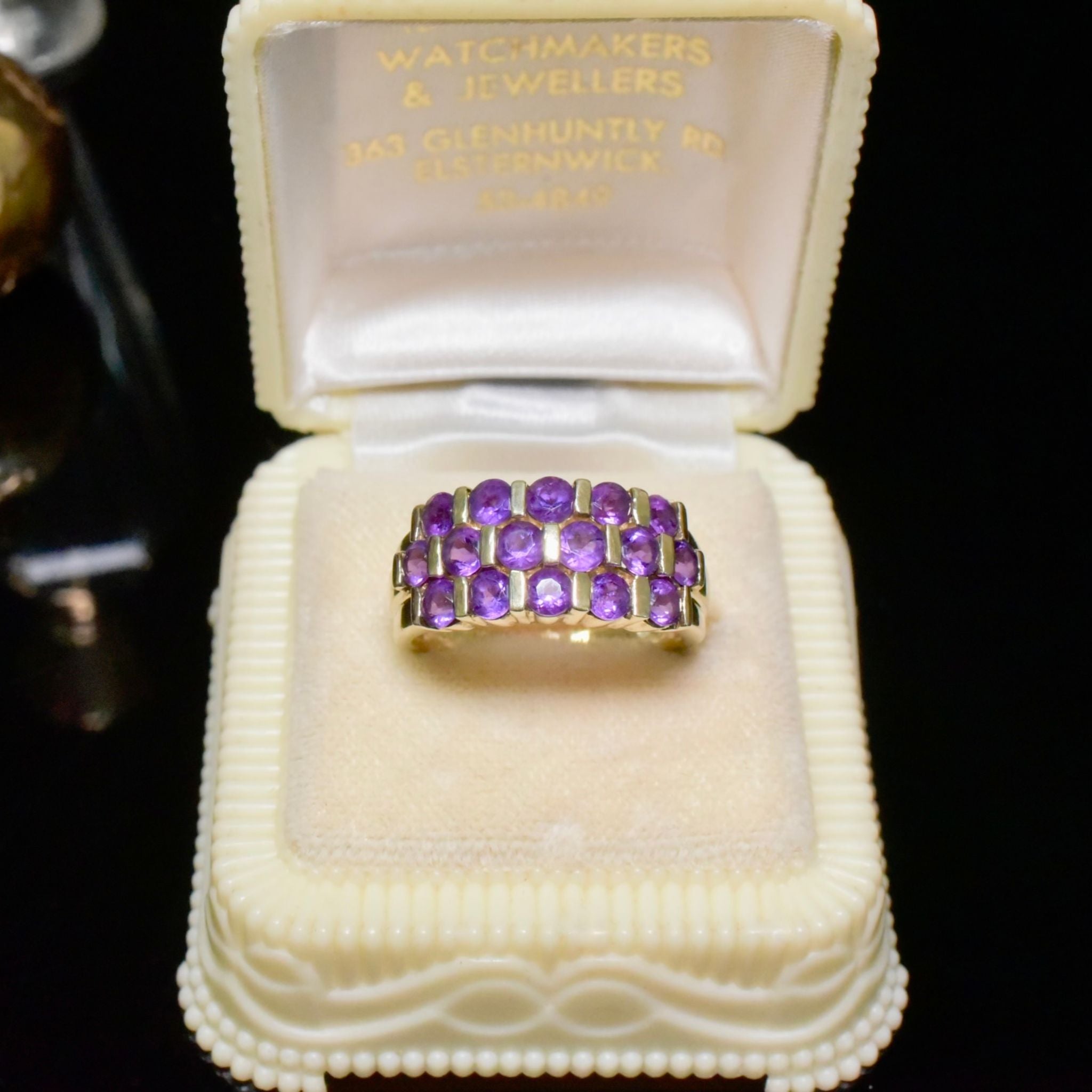 Modern 9ct Yellow Gold And Amethyst Ring - Birmingham 1999