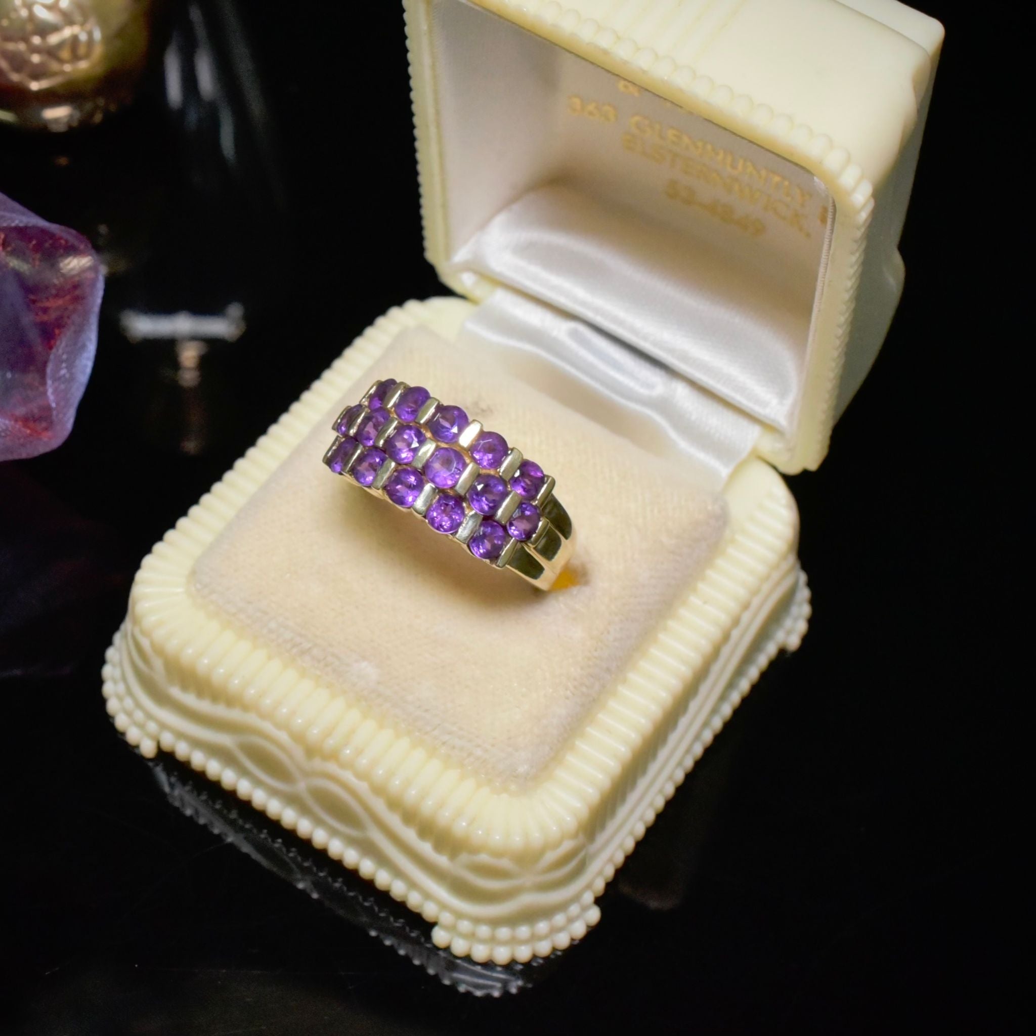 Modern 9ct Yellow Gold And Amethyst Ring - Birmingham 1999