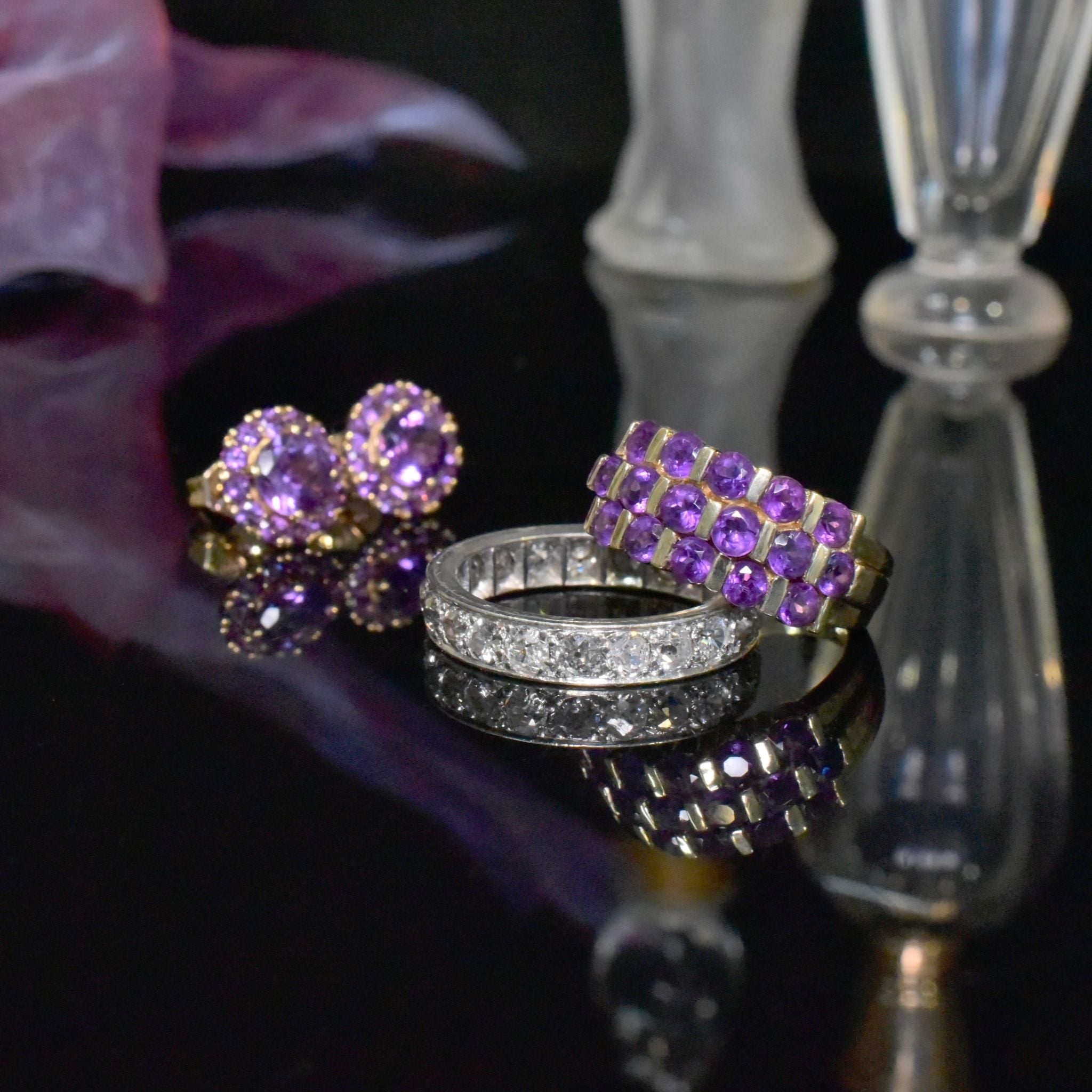 Modern 9ct Yellow Gold And Amethyst Ring - Birmingham 1999