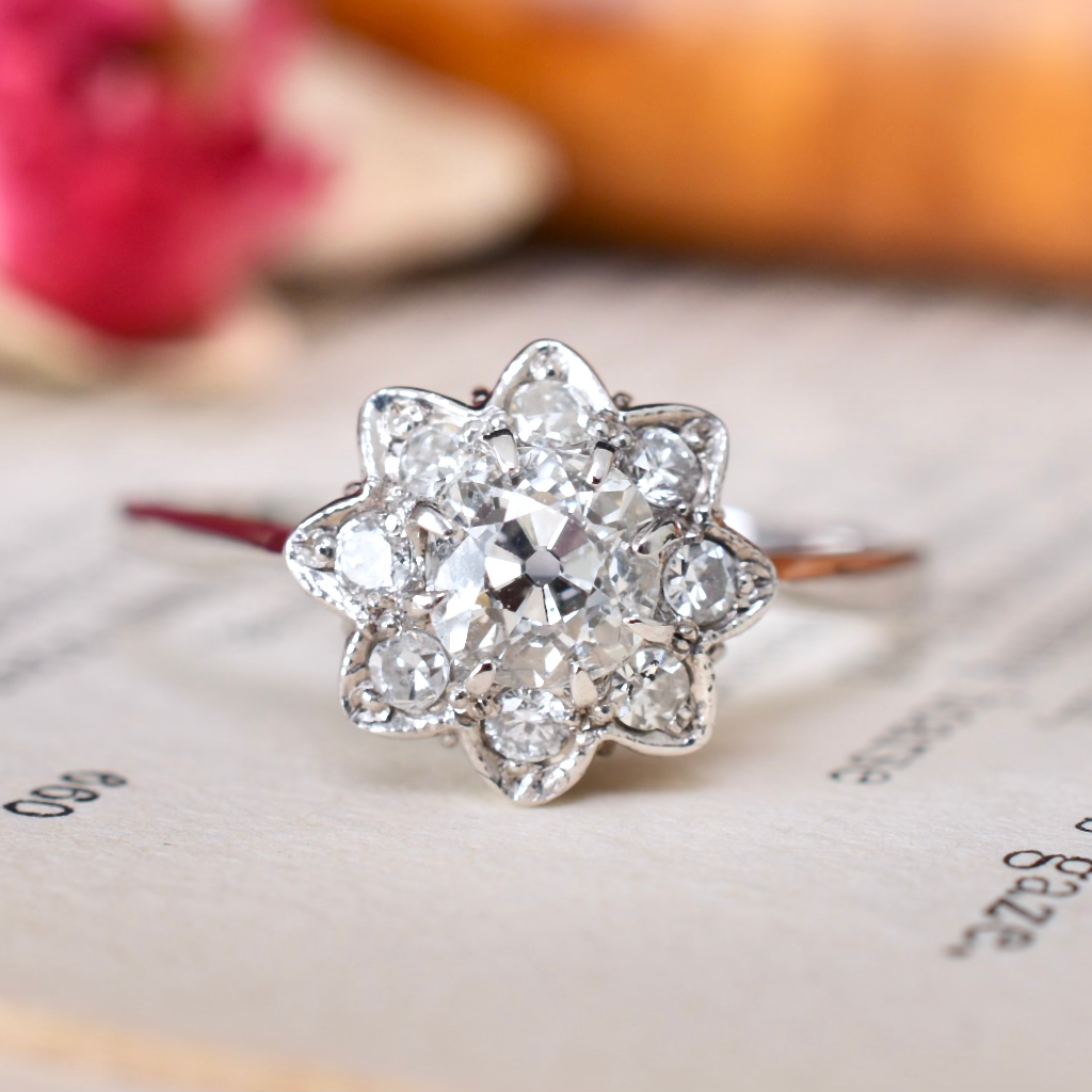 Antique Edwardian Era 18ct White Gold And Diamond ‘Daisy’ Ring Circa 1915-25 Independent Valuation Included For $6,000 AUD