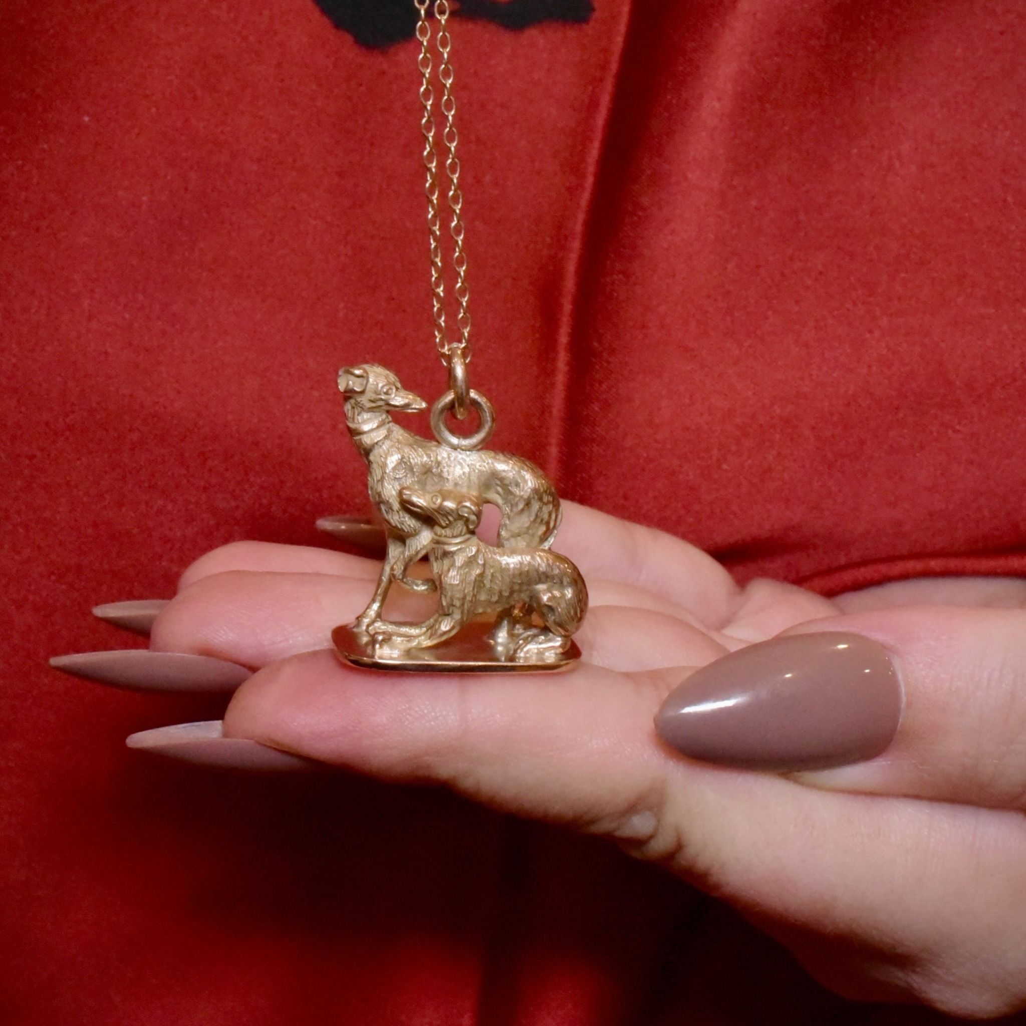 Outstanding 9ct Rose Gold ‘Whippet’ / Italian Greyhound Figural Pendant Fob