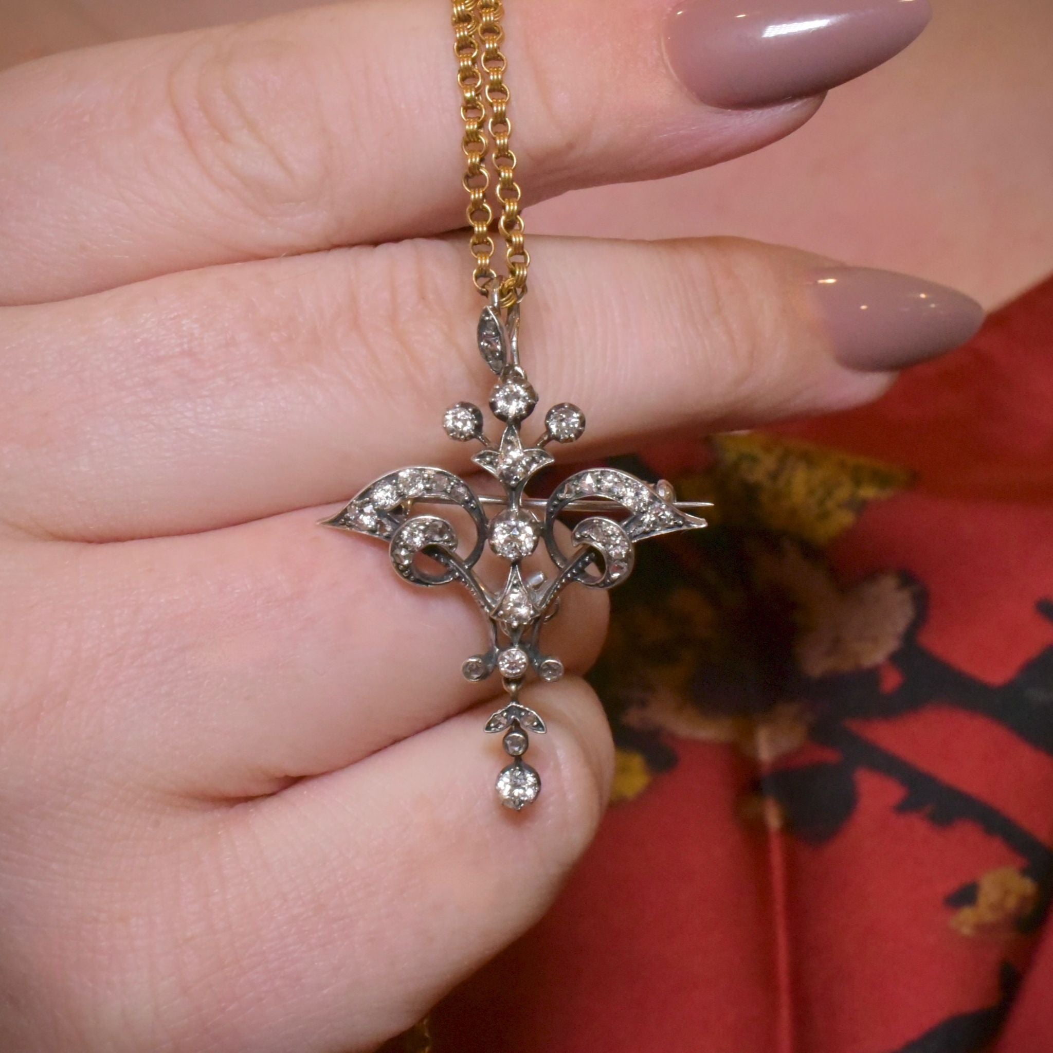 Outstanding Antique Edwardian 15ct Gold Combination Pendant / Brooch Circa 1901-1910
