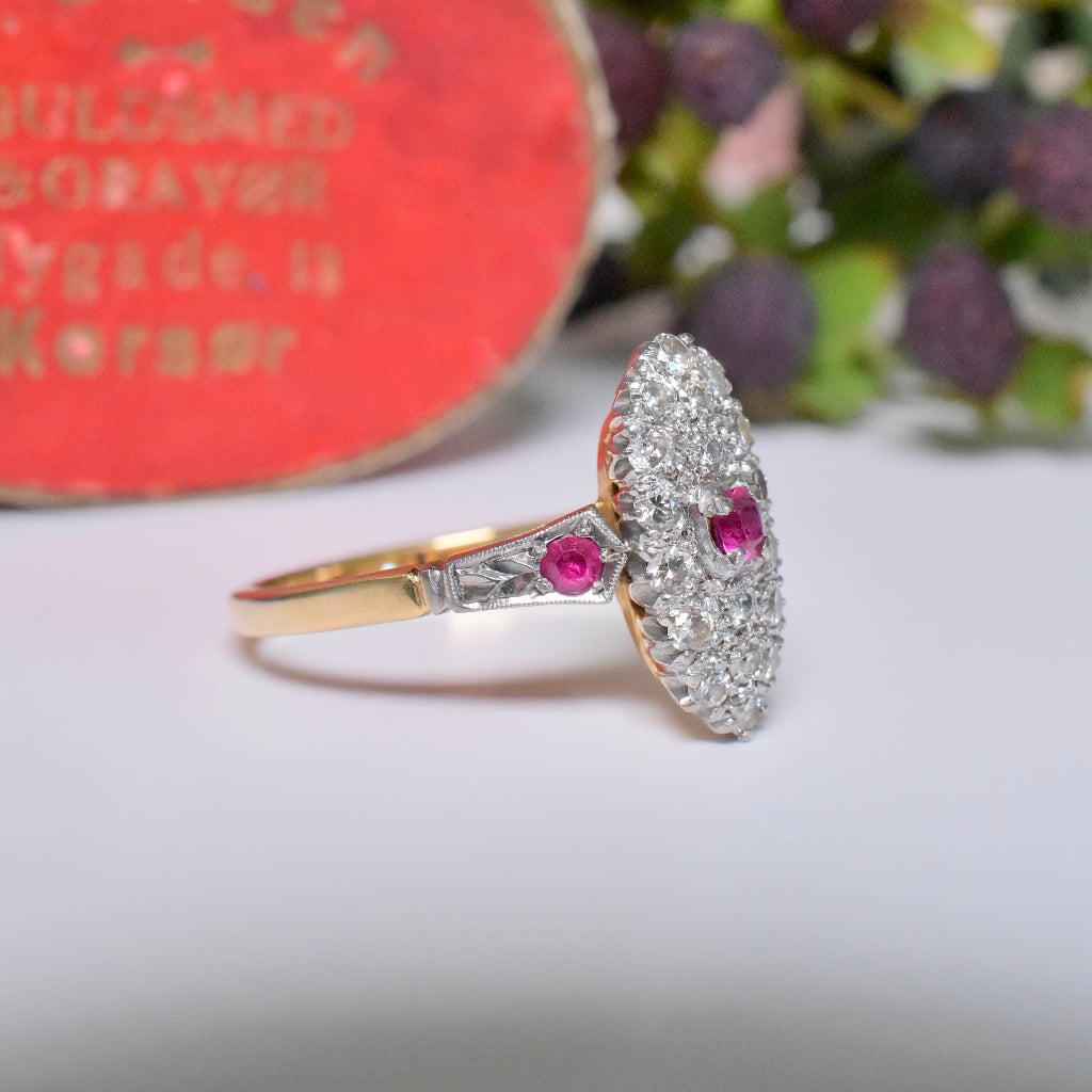 Antique Edwardian 18ct Yellow Gold And Platinum Ruby And Diamond Ring