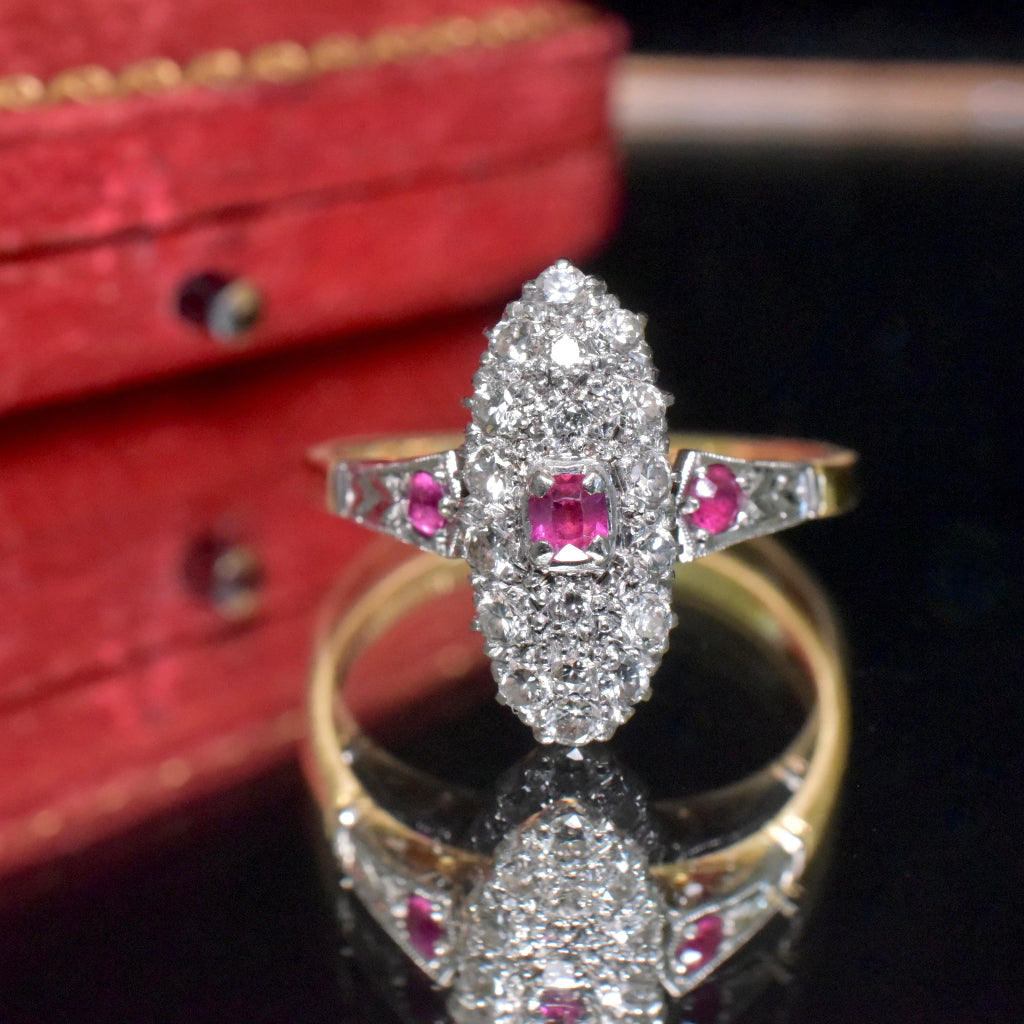 Antique Edwardian 18ct Yellow Gold And Platinum Ruby And Diamond Ring