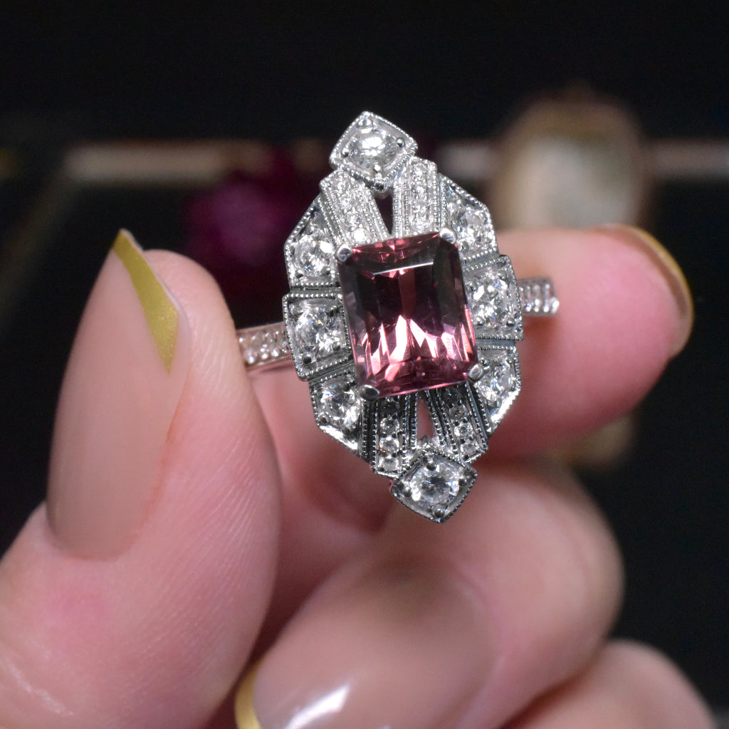 Superb Contemporary Art Deco Style 18ct White Gold Colour Change Garnet And Diamond Ring Included In Purchase Retail Replacement Valuation For $8,895.00 AUD (2016)