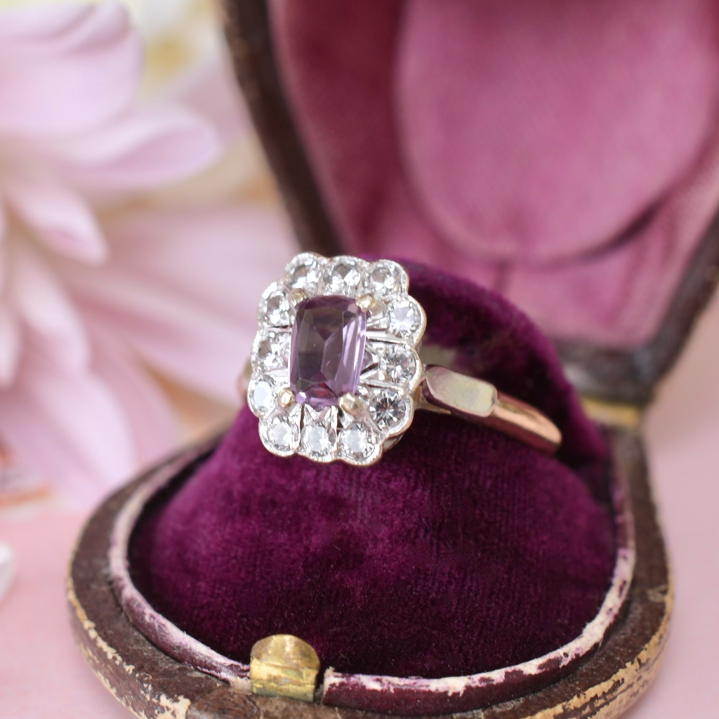Vintage Australian 9ct Yellow Gold Amethyst And White Quartz Ring By Dunklings