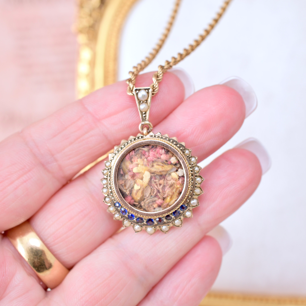 Antique Australian 9ct Gold Double Sided Celestial Locket And Vintage 9ct Chain