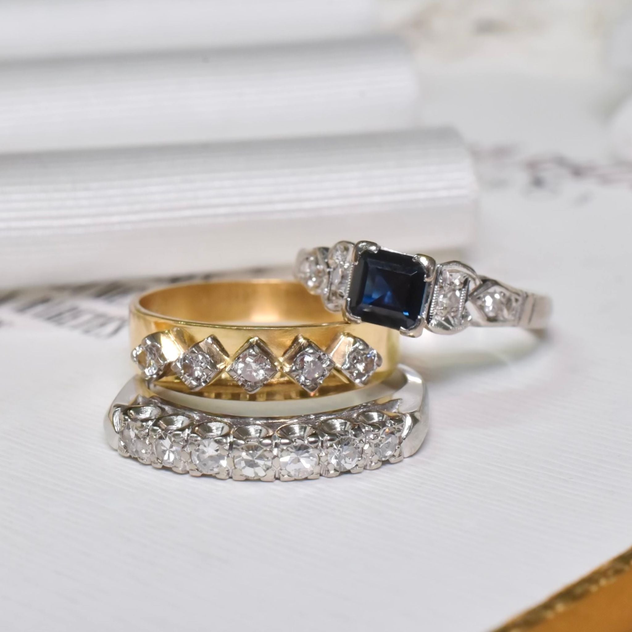 Vintage 18ct Yellow Gold Five Diamond Ring Circa 1950’s