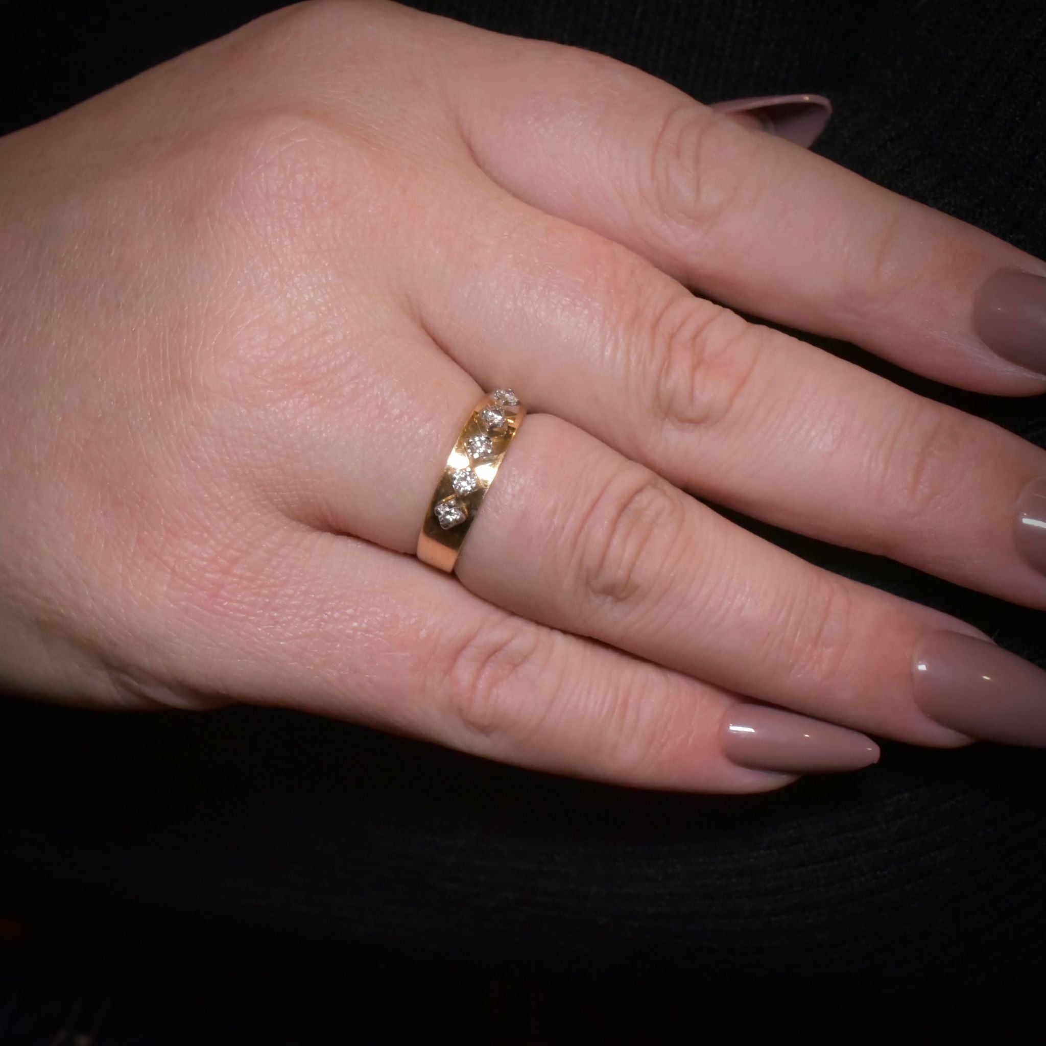 Vintage 18ct Yellow Gold Five Diamond Ring Circa 1950’s