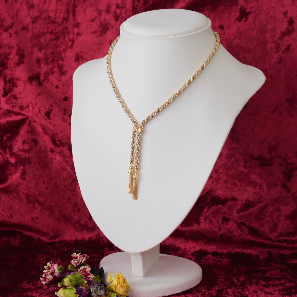 Contemporary Italian 9ct Yellow And White Gold ‘Lariat’ Necklace By UnoAerre
