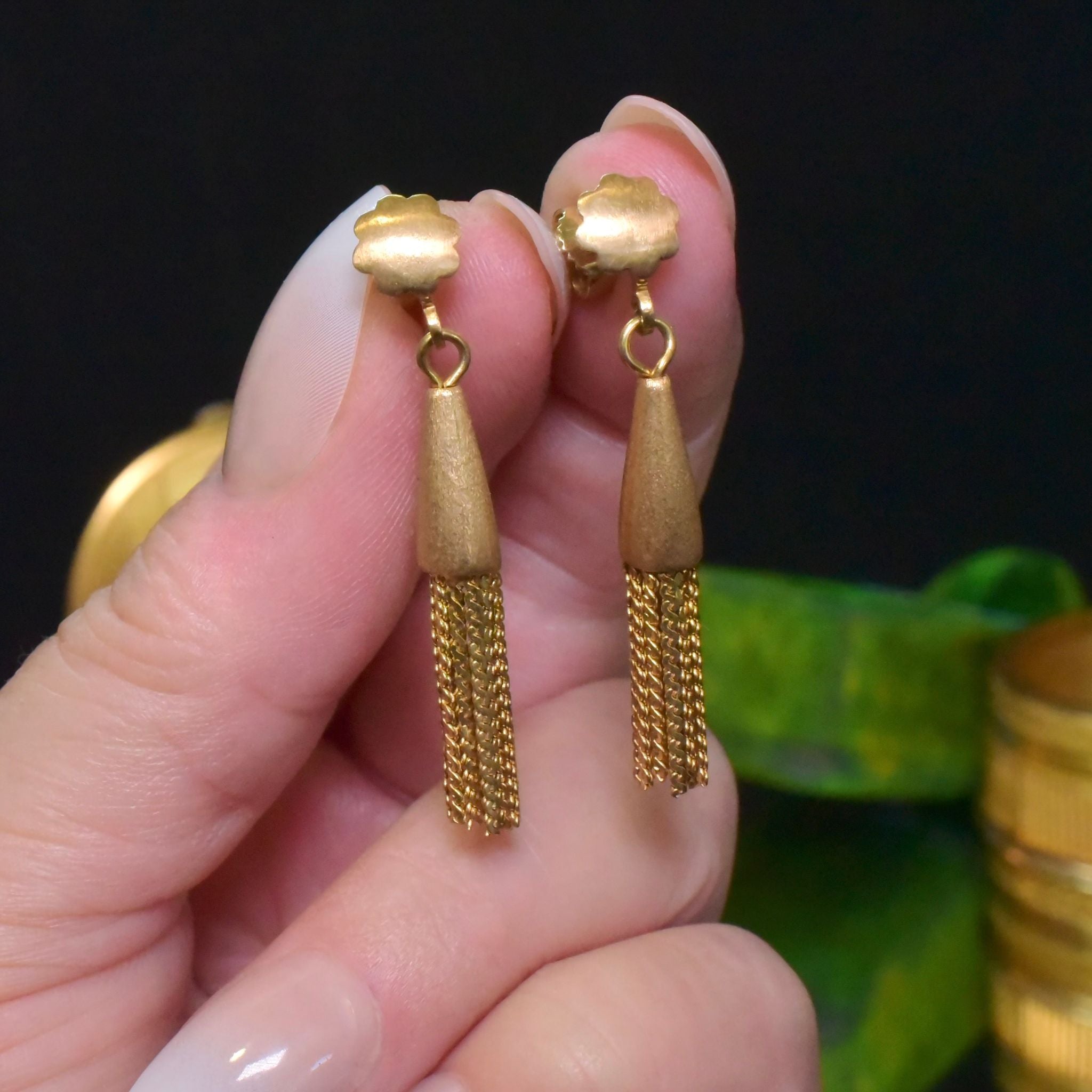 Vintage Italian 18ct Yellow Gold Tassel Drop Earrings