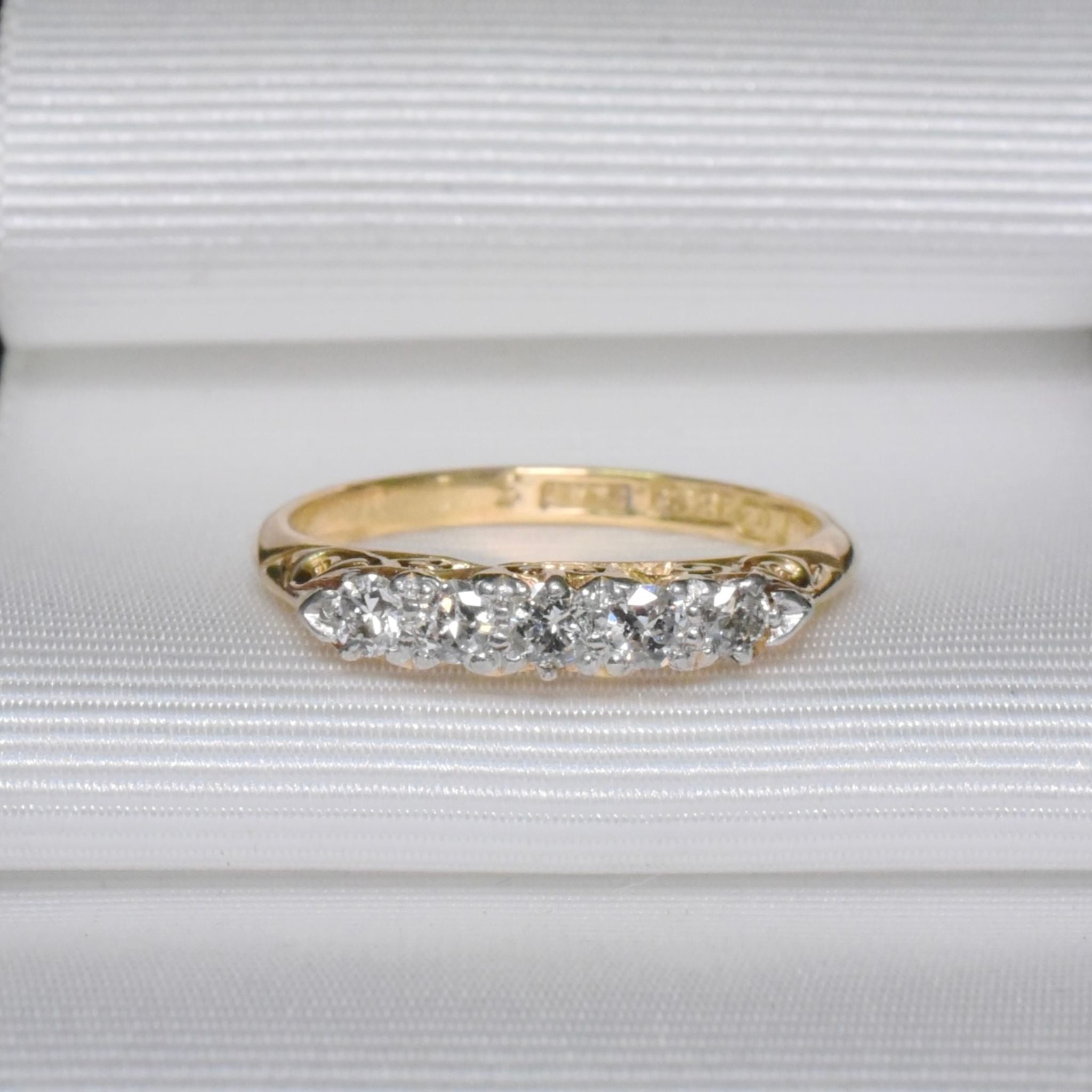 Antique Australian Edwardian 18ct And Platinum Diamond Five Stone Ring Circa 1910-1915