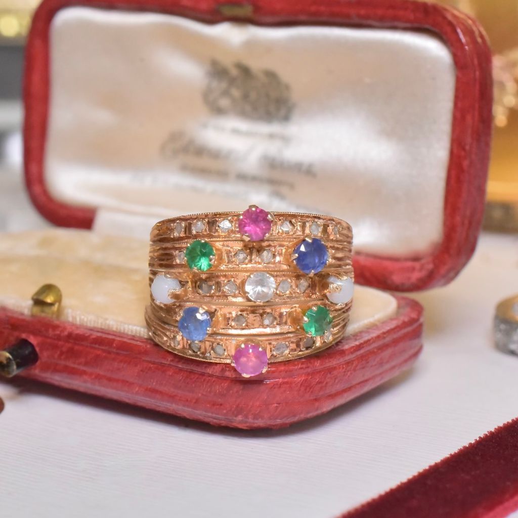 Vintage 18ct Yellow Gold Multi-Gem And Diamond ‘Harem’ Ring - Circa 1960-70’s