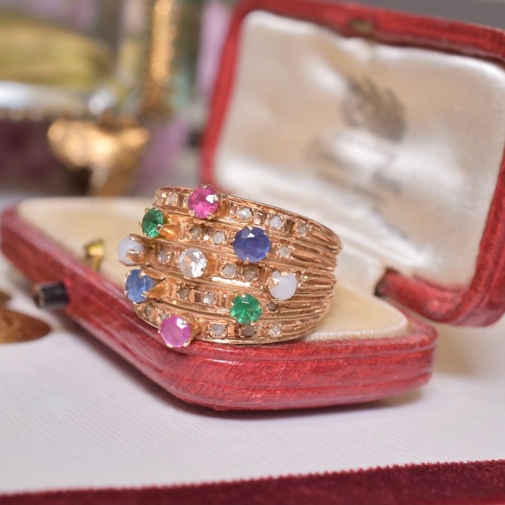 Vintage 18ct Yellow Gold Multi-Gem And Diamond ‘Harem’ Ring - Circa 1960-70’s