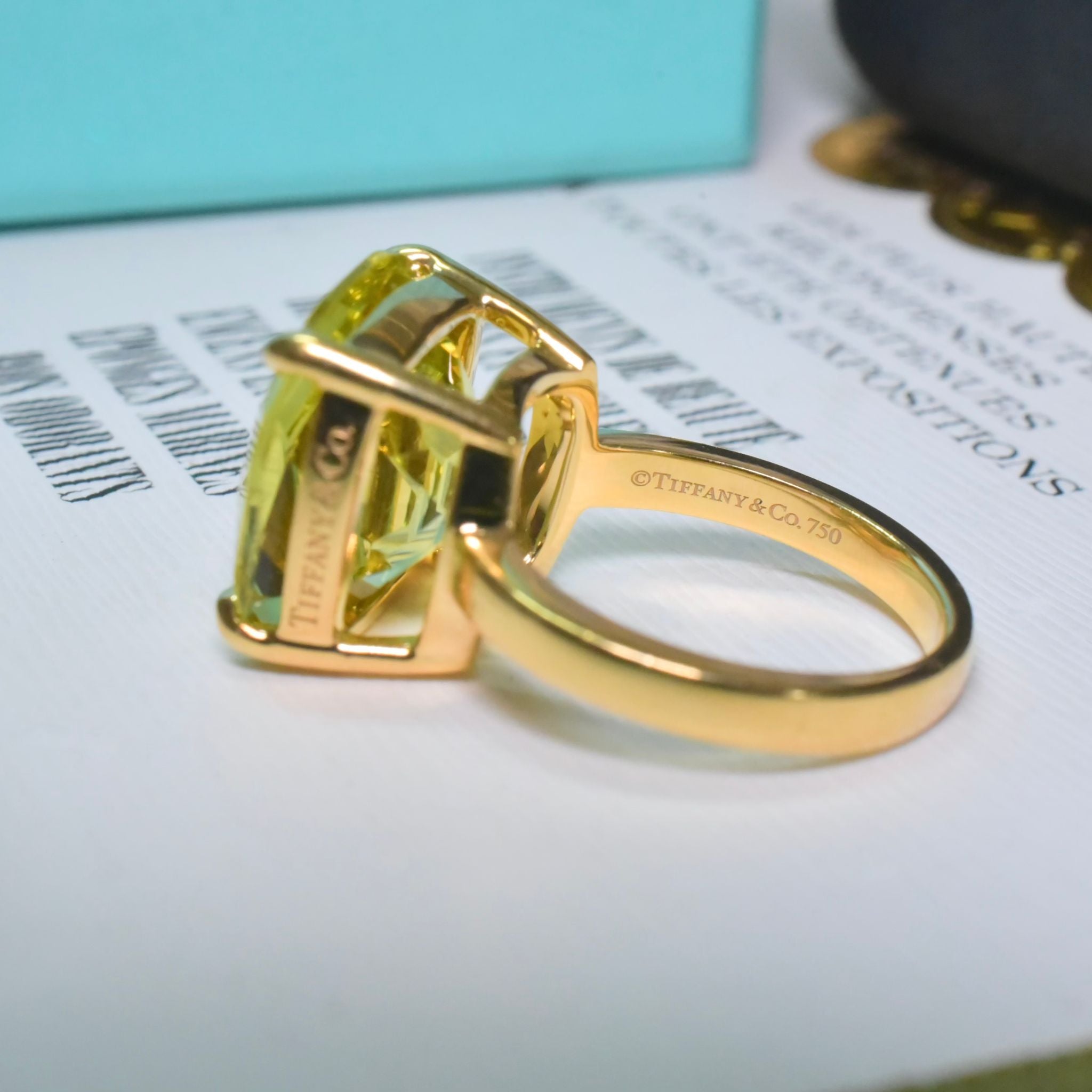 Superb Tiffany 18ct Yellow Gold 'Sparklers' Lemon Quartz Ring