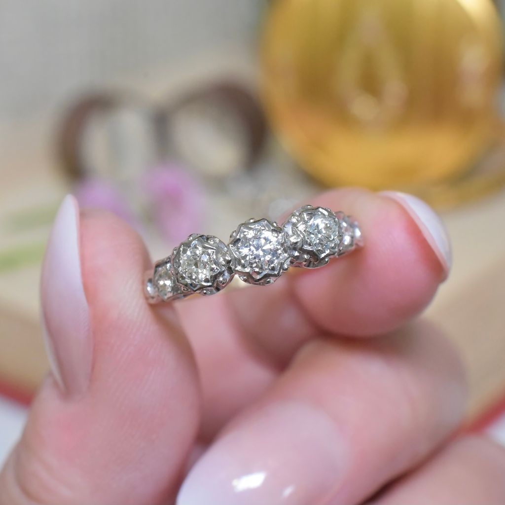 Vintage 18ct Yellow Gold And Diamond Five Stone Ring 0.40ct - Circa 1940’s