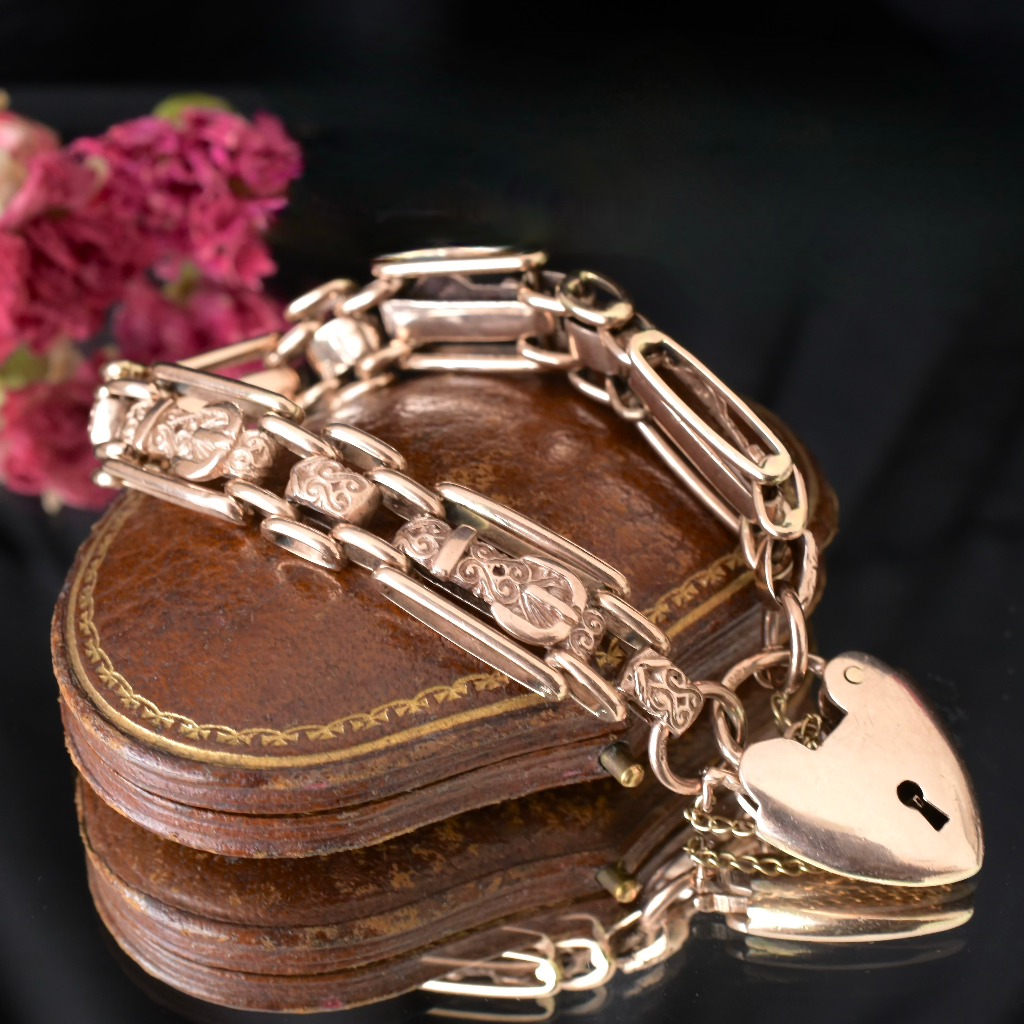 Contemporary ‘Antique Style’ Reversible 9ct Rose Gold ‘Buckle’ Padlock Bracelet