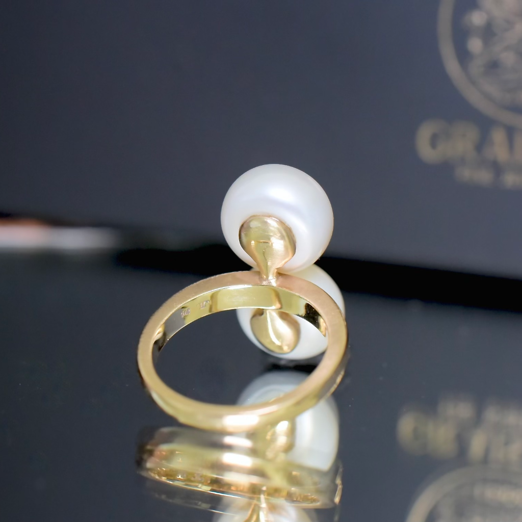 Contemporary 9ct Yellow Gold And Freshwater Button Pearl Ring