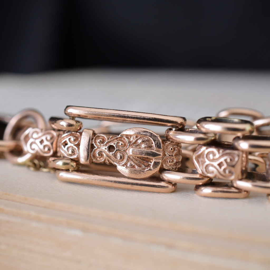 Contemporary ‘Antique Style’ Reversible 9ct Rose Gold ‘Buckle’ Padlock Bracelet