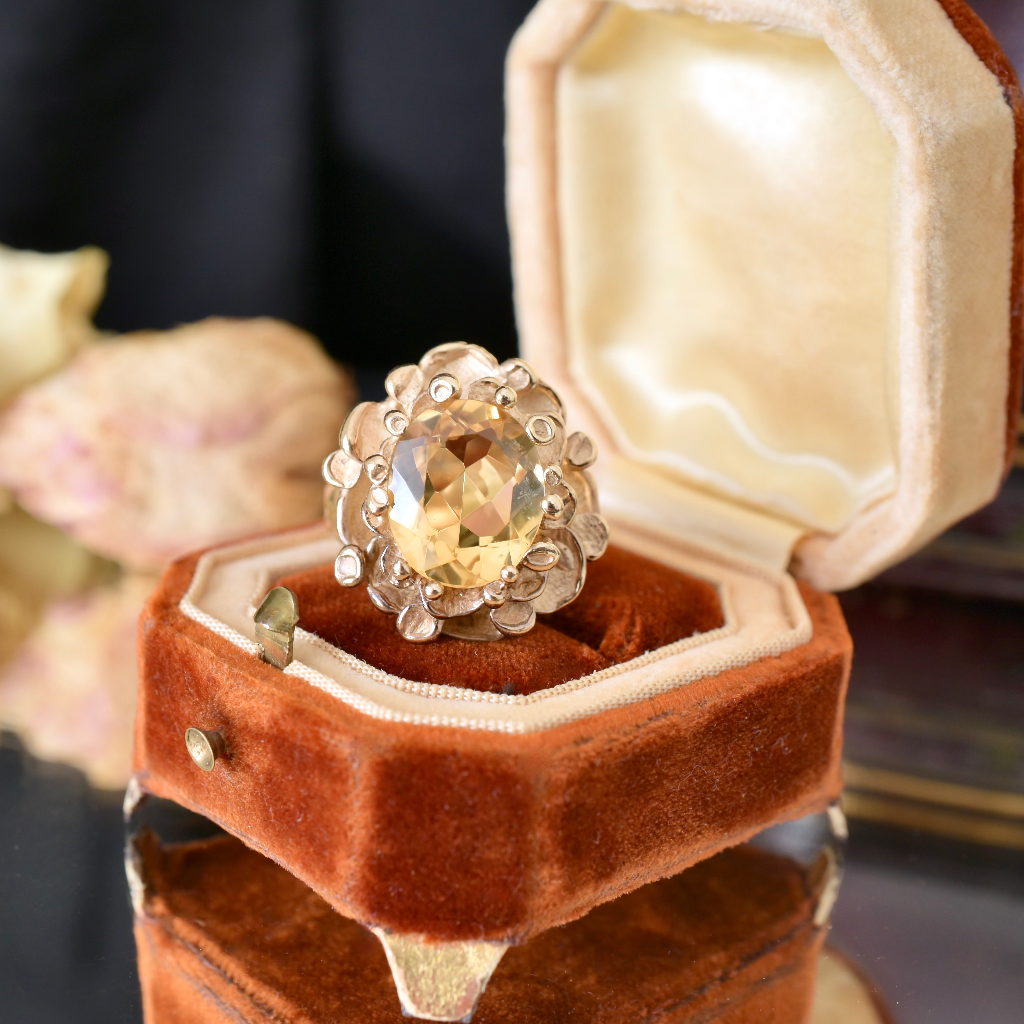 Vintage 9ct Yellow Gold And Citrine ‘Flower’ Ring