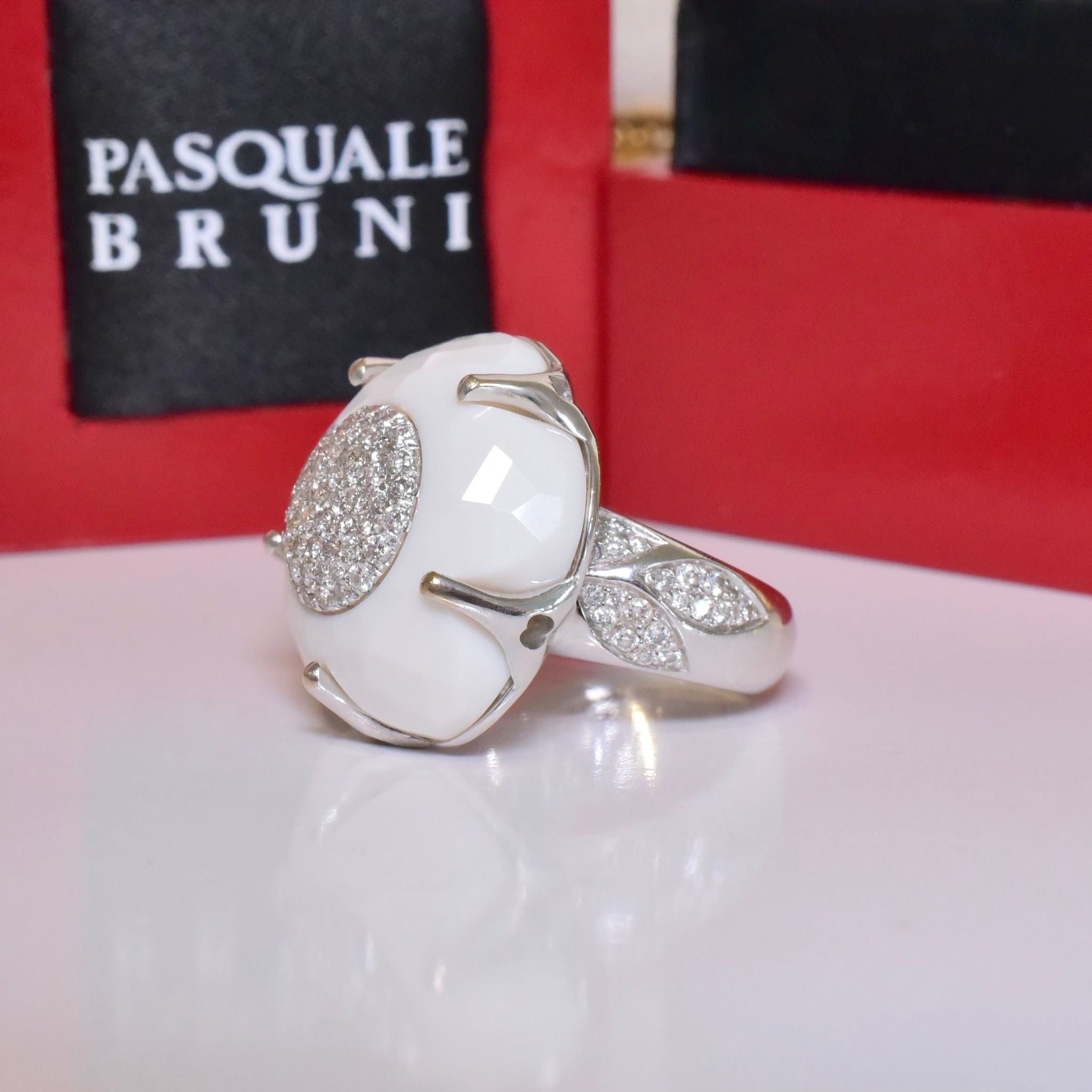 Contemporary Designer 18ct White Gold And Diamond ’Bon Ton’ Ring By ‘Pasquale Bruni’ Italy - RRP $21400 AUD