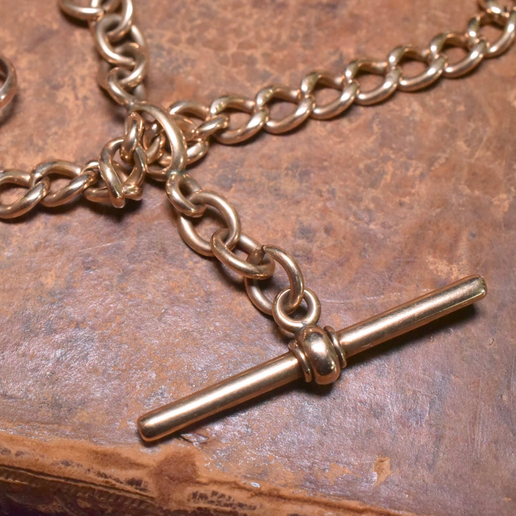 Antique Edwardian Australian 15ct Rose Gold Double Albert Watch Chain By Larard Bros - 36 Grams - Circa 1910