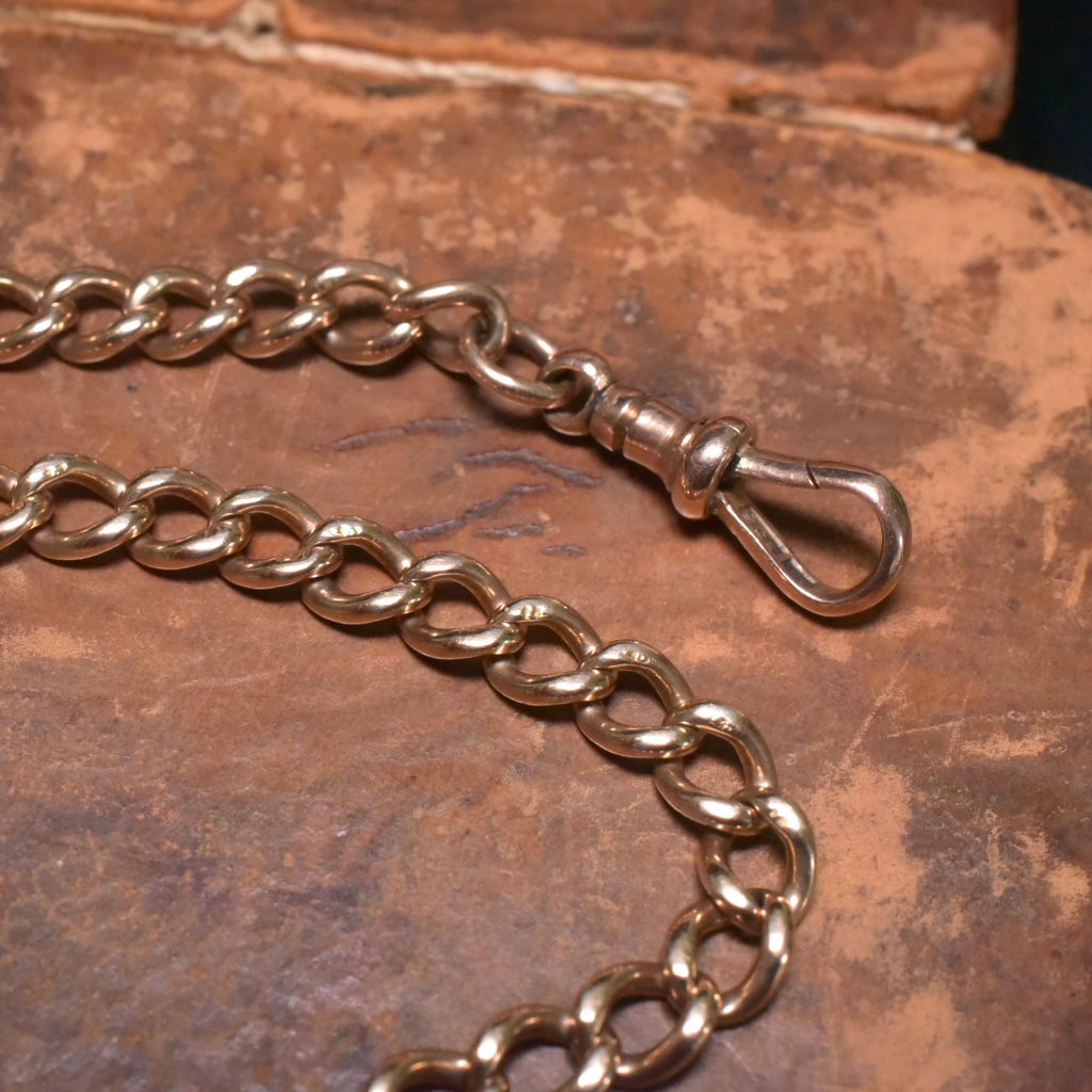 Antique Edwardian Australian 15ct Rose Gold Double Albert Watch Chain By Larard Bros - 36 Grams - Circa 1910