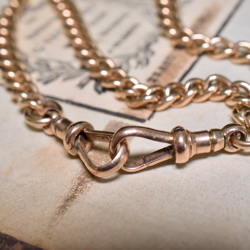 Antique Edwardian Australian 15ct Rose Gold Double Albert Watch Chain By Larard Bros - 36 Grams - Circa 1910