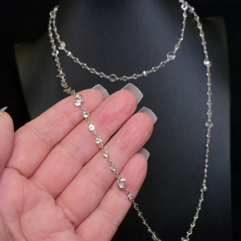 Modern 18ct White Gold Natural White Topaz ‘Topaz By The Yard’ Necklace - 94cm