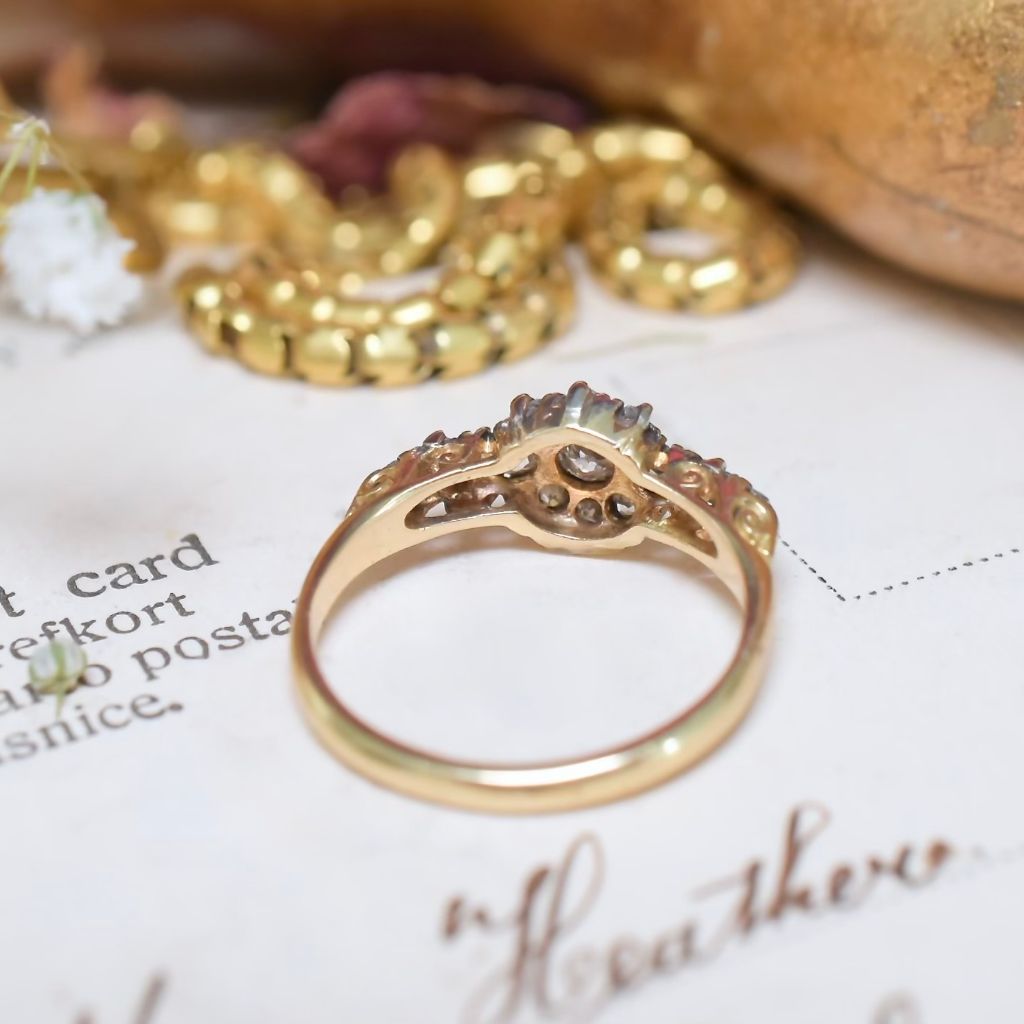 Antique Edwardian Era 18ct Yellow And White Gold Diamond Daisy Ring