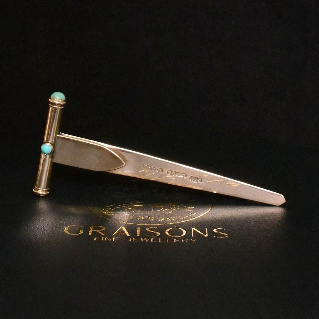 Fabulous Antique Art Deco 9ct Yellow Gold And Turquoise Duo Bookmark And Propelling Pencil By John Collard Vickery - London 1924