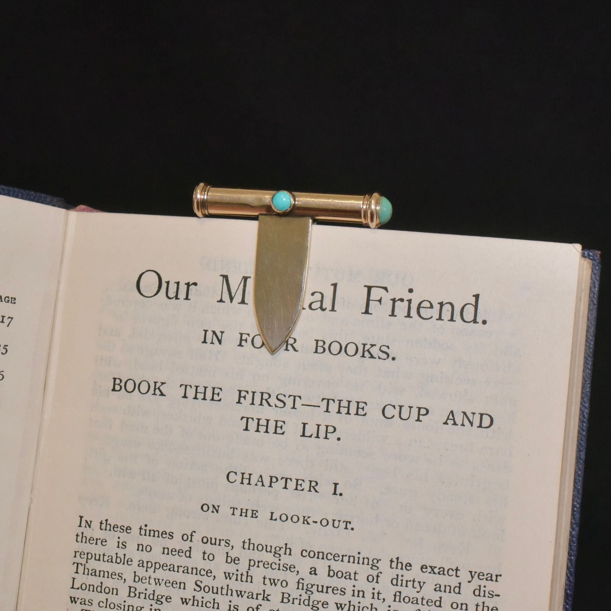 Fabulous Antique Art Deco 9ct Yellow Gold And Turquoise Duo Bookmark And Propelling Pencil By John Collard Vickery - London 1924