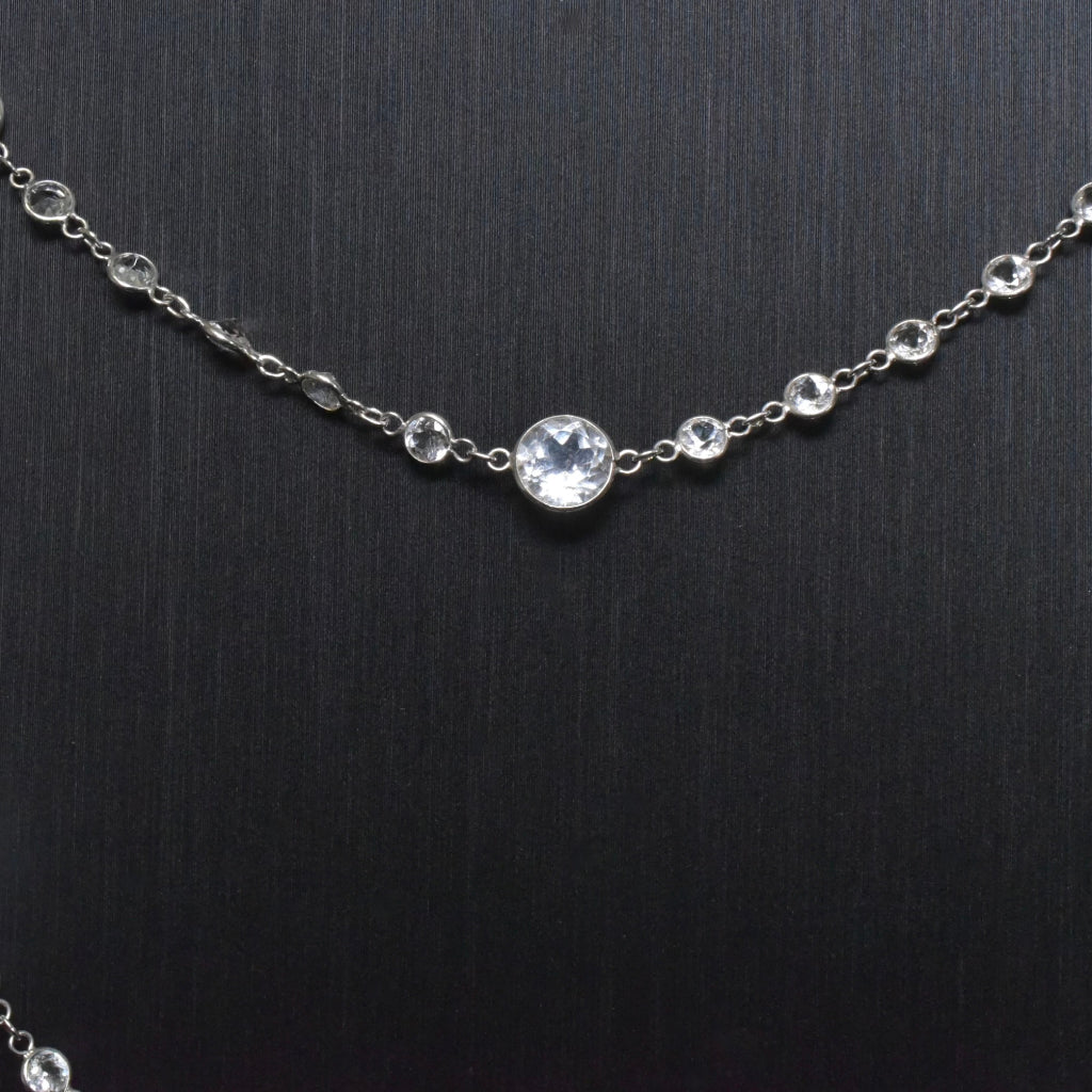 Modern 18ct White Gold Natural White Topaz ‘Topaz By The Yard’ Necklace - 94cm