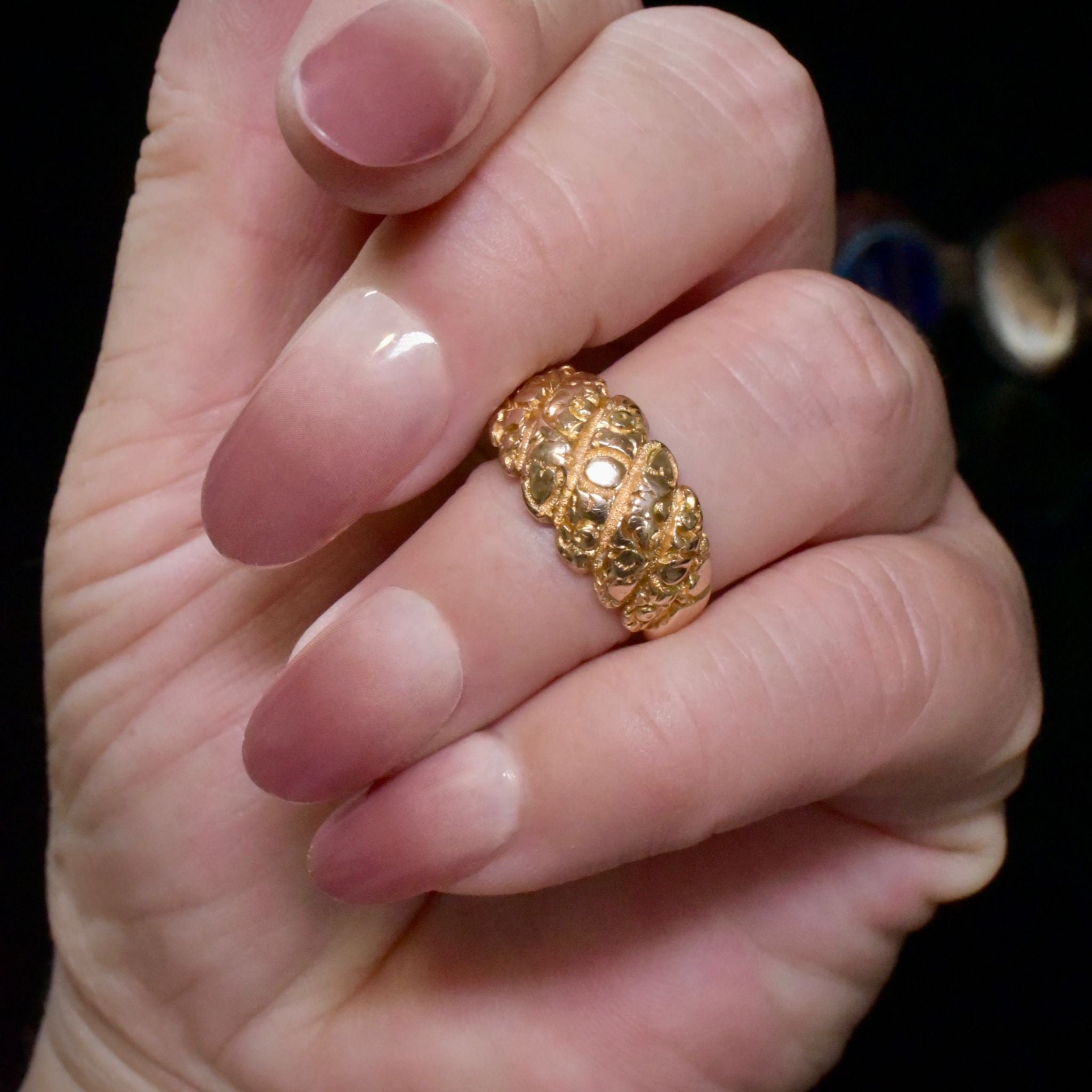 Antique Edwardian 9ct Rose Gold ‘Keeper’ Ring - Birmingham 1905