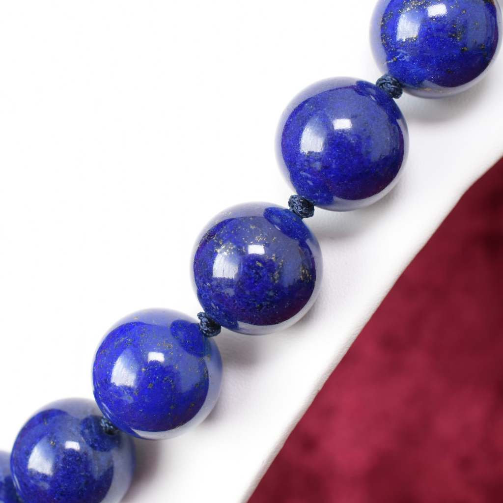 Incredible Lapis Lazuli Bead And Sterling Silver Clasped Necklace - 311 Grams