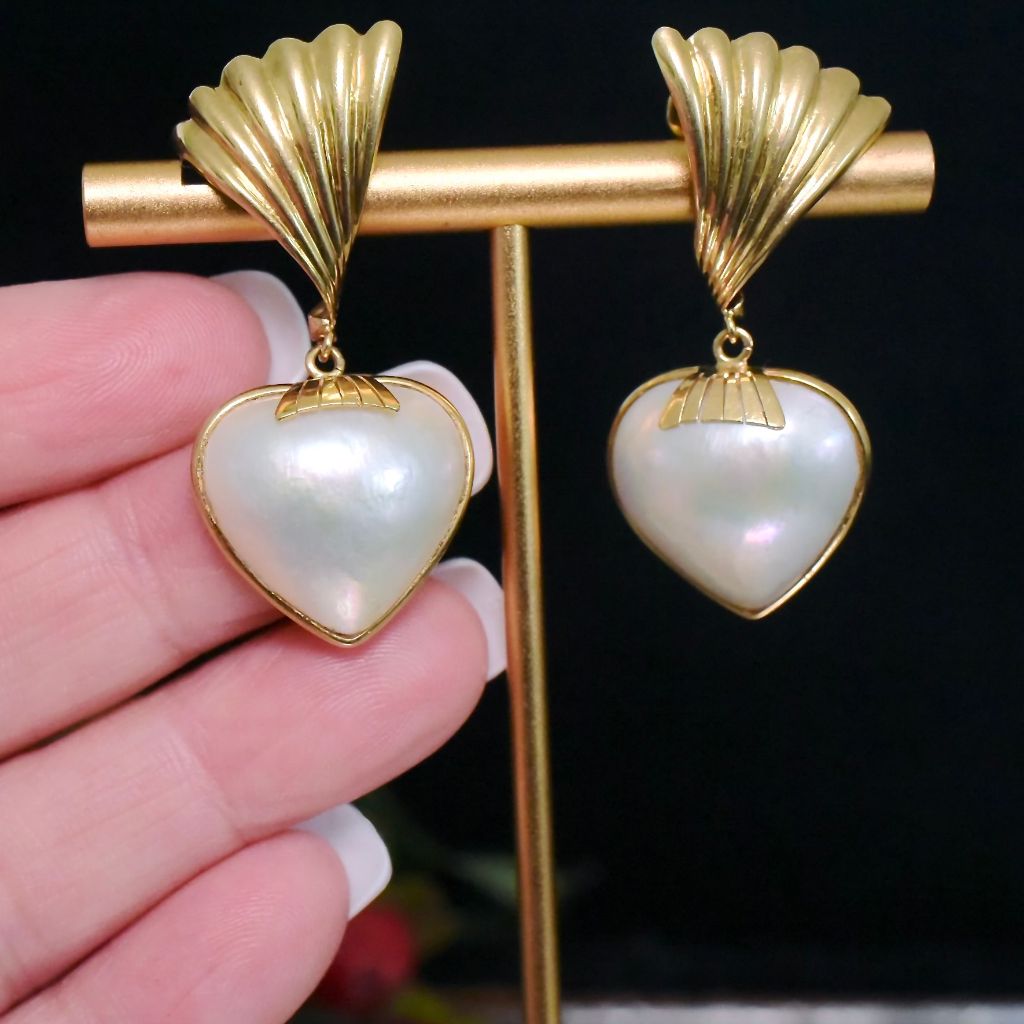 Contemporary Italian 18ct Yellow Gold Mabe Pearl Earrings