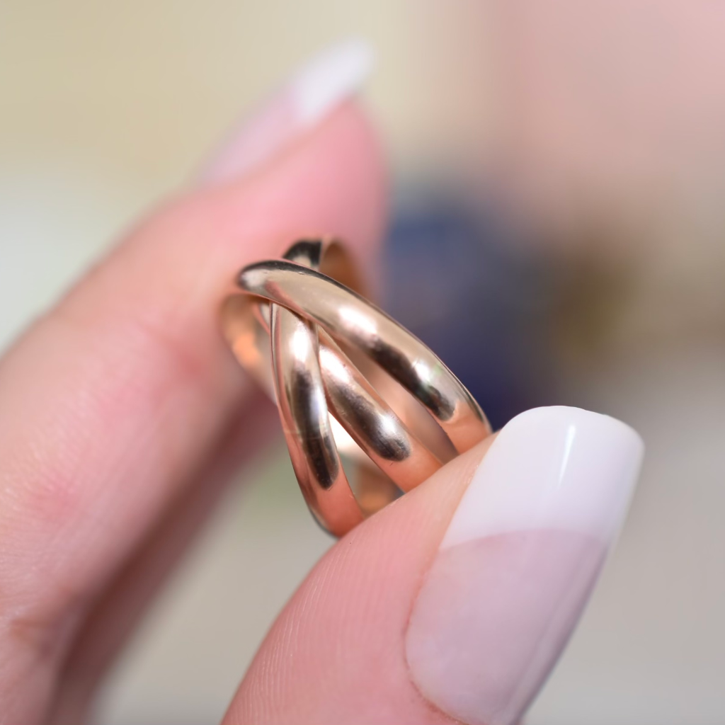 Modern 14ct Rose Gold Russian Wedding or Rolling Ring
