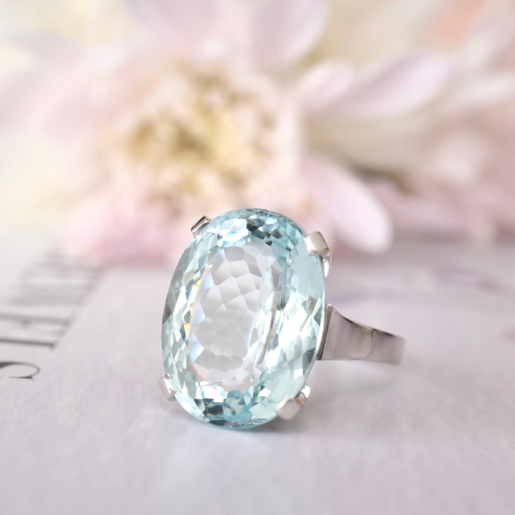 Contemporary 18ct White Gold And Aquamarine Ring - 16cts Independent Valuation Included In Purchase $12,500 AUD