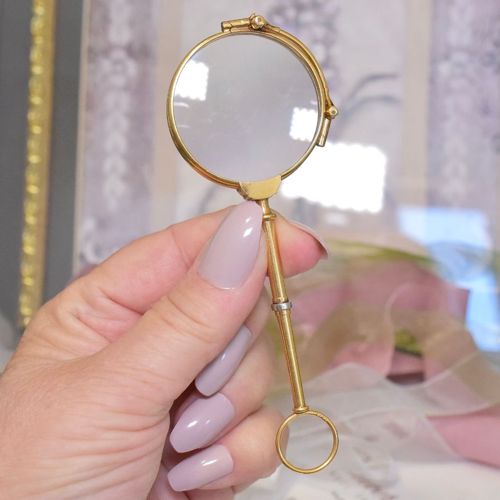 Superb Antique French Solid 18ct Yellow Gold Folding Lorgnette Circa 1900-1920’s