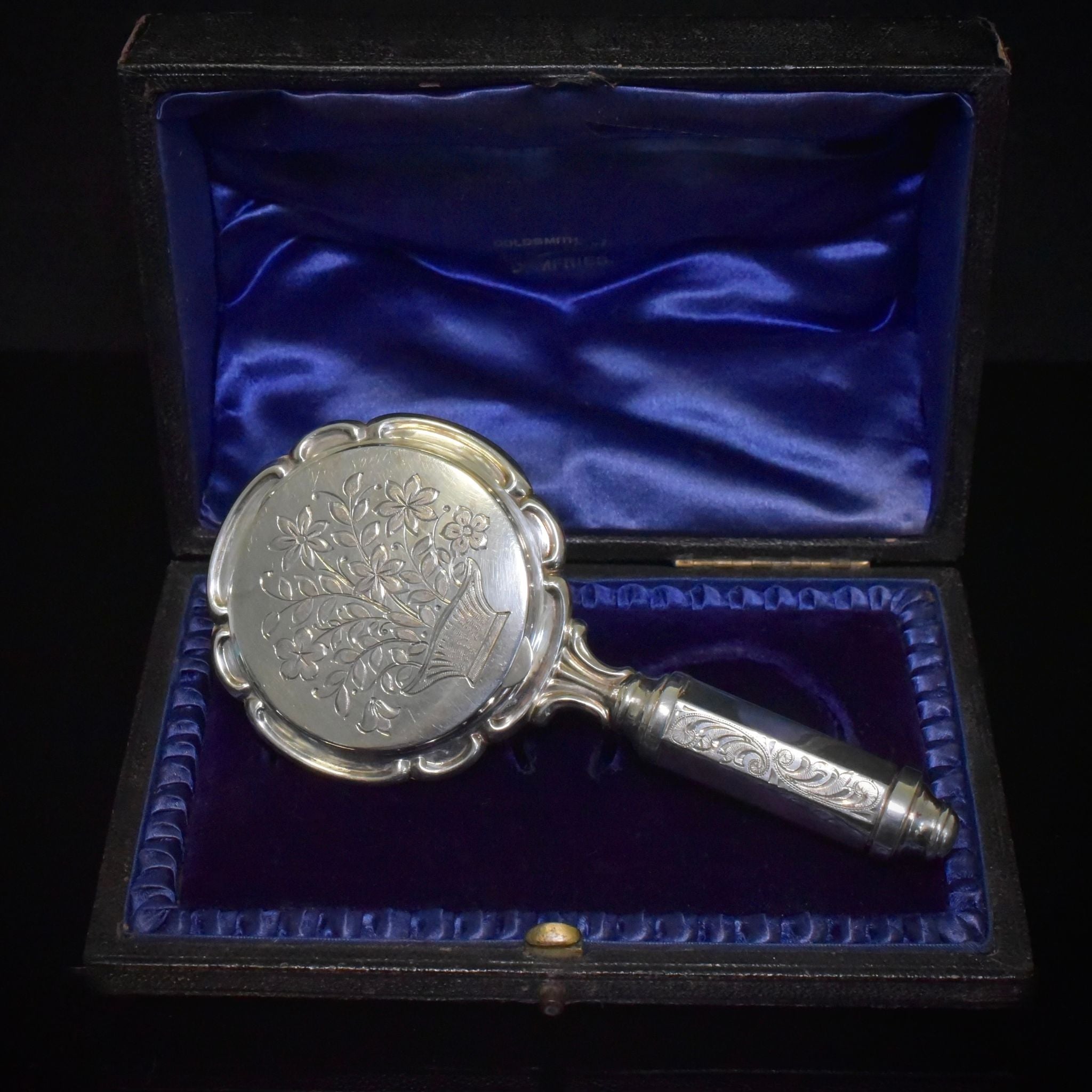 Antique Art Deco Silver Combination Compact, Mirror, Lipstick Circa 1920’s